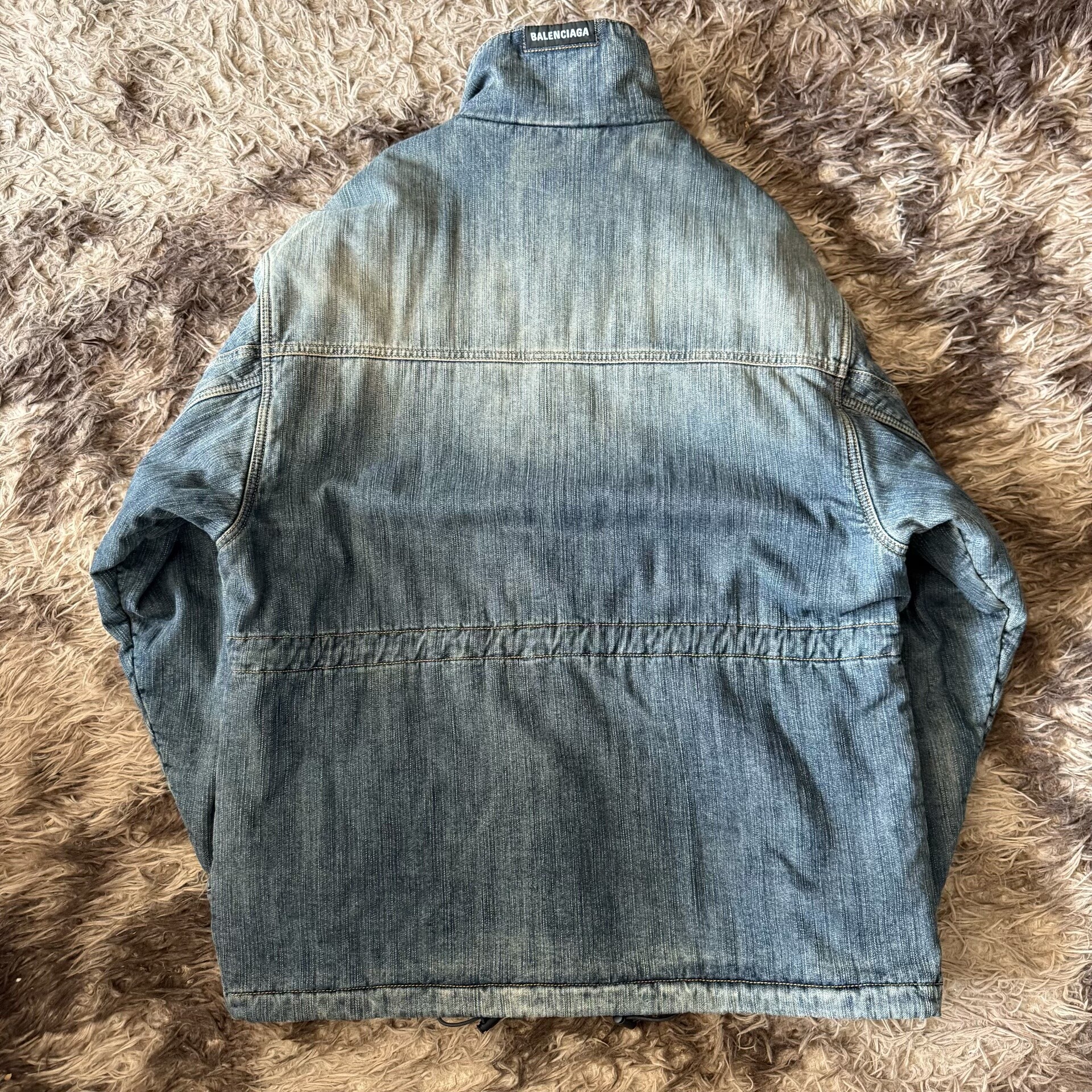 Balenciaga Light Blue Denim Parka Jacket — front