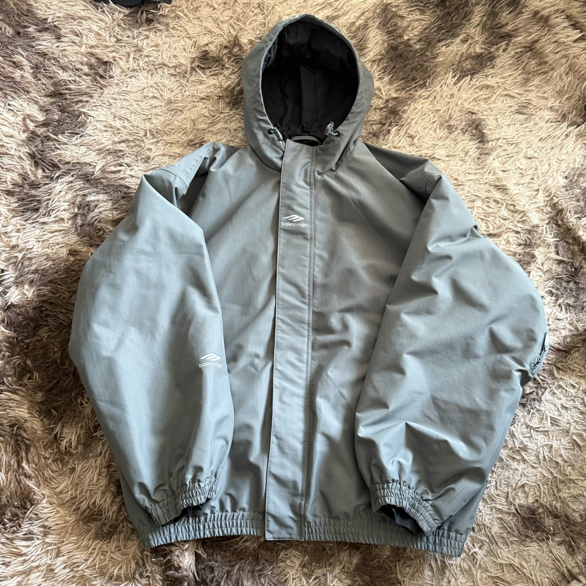Balenciaga FW24 Skiwear Gray Hooded Parka
