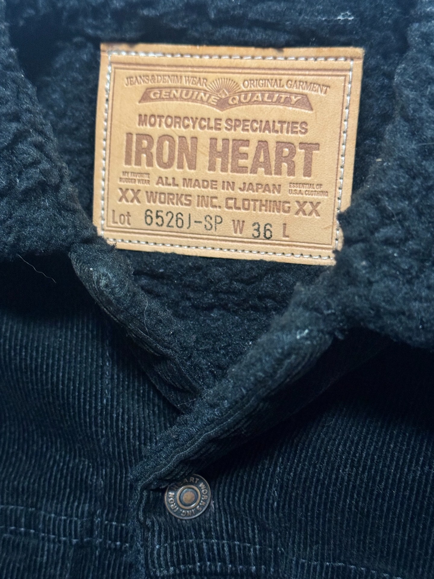 Iron Heart 6526j-sp Corduroy Shearling Jacket — label