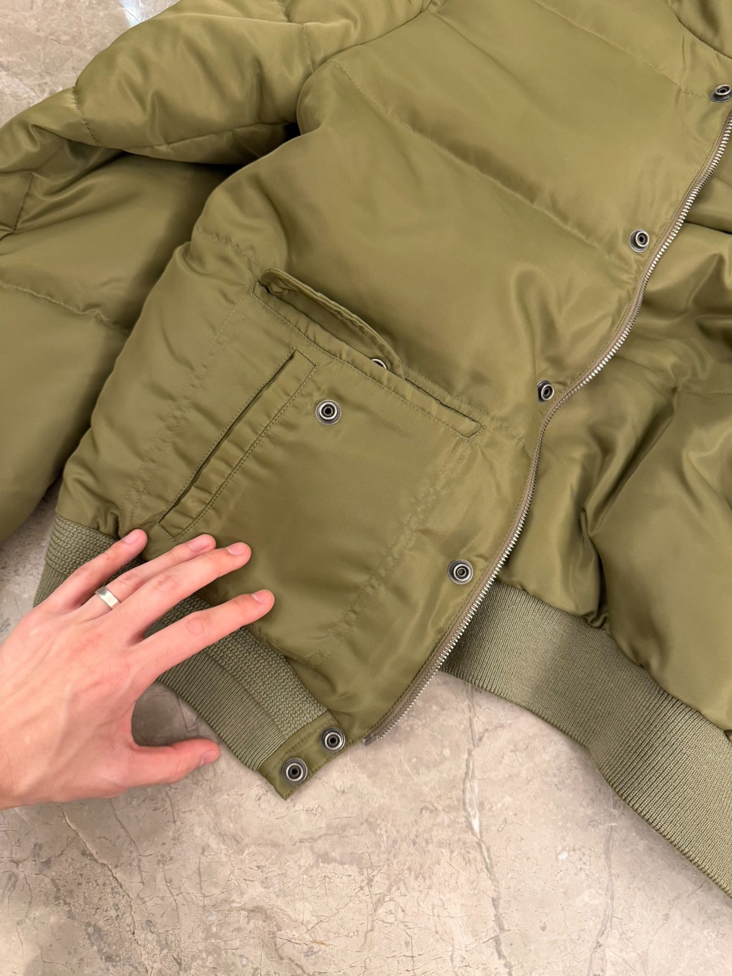 Saint Laurent Green Puffer Jacket — label