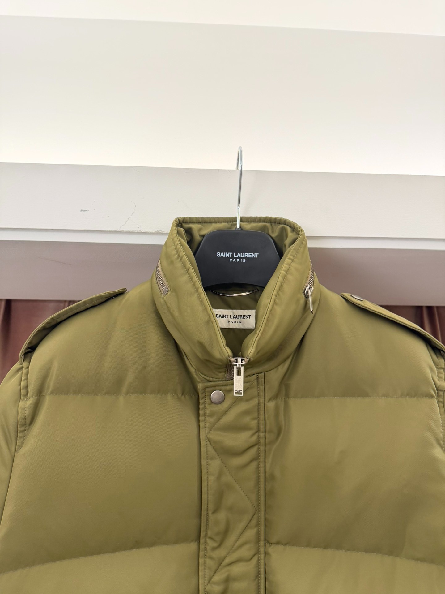 Saint Laurent Green Puffer Jacket — detail
