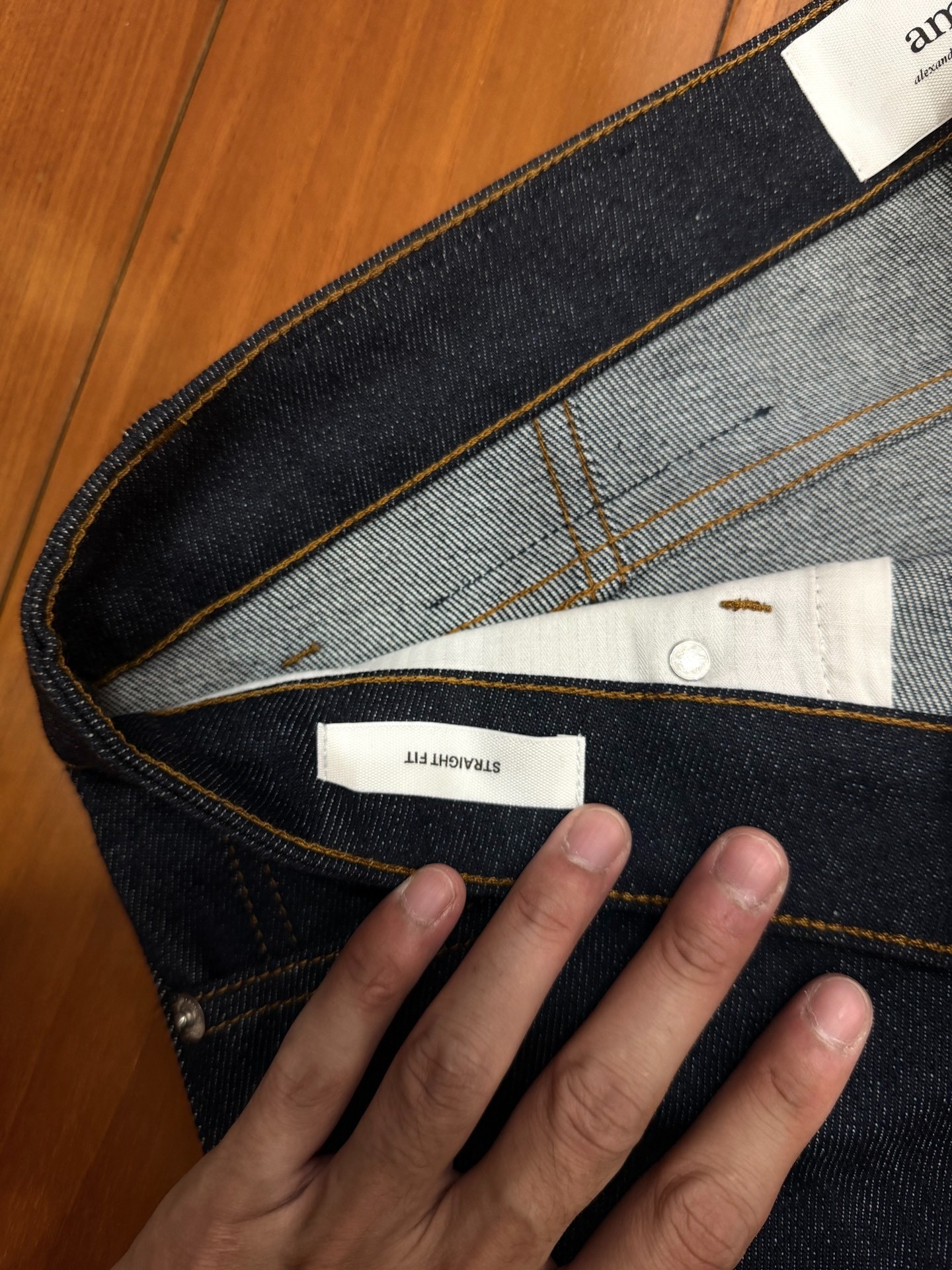 AMI Dark Blue Straight Wide Leg Jeans — back