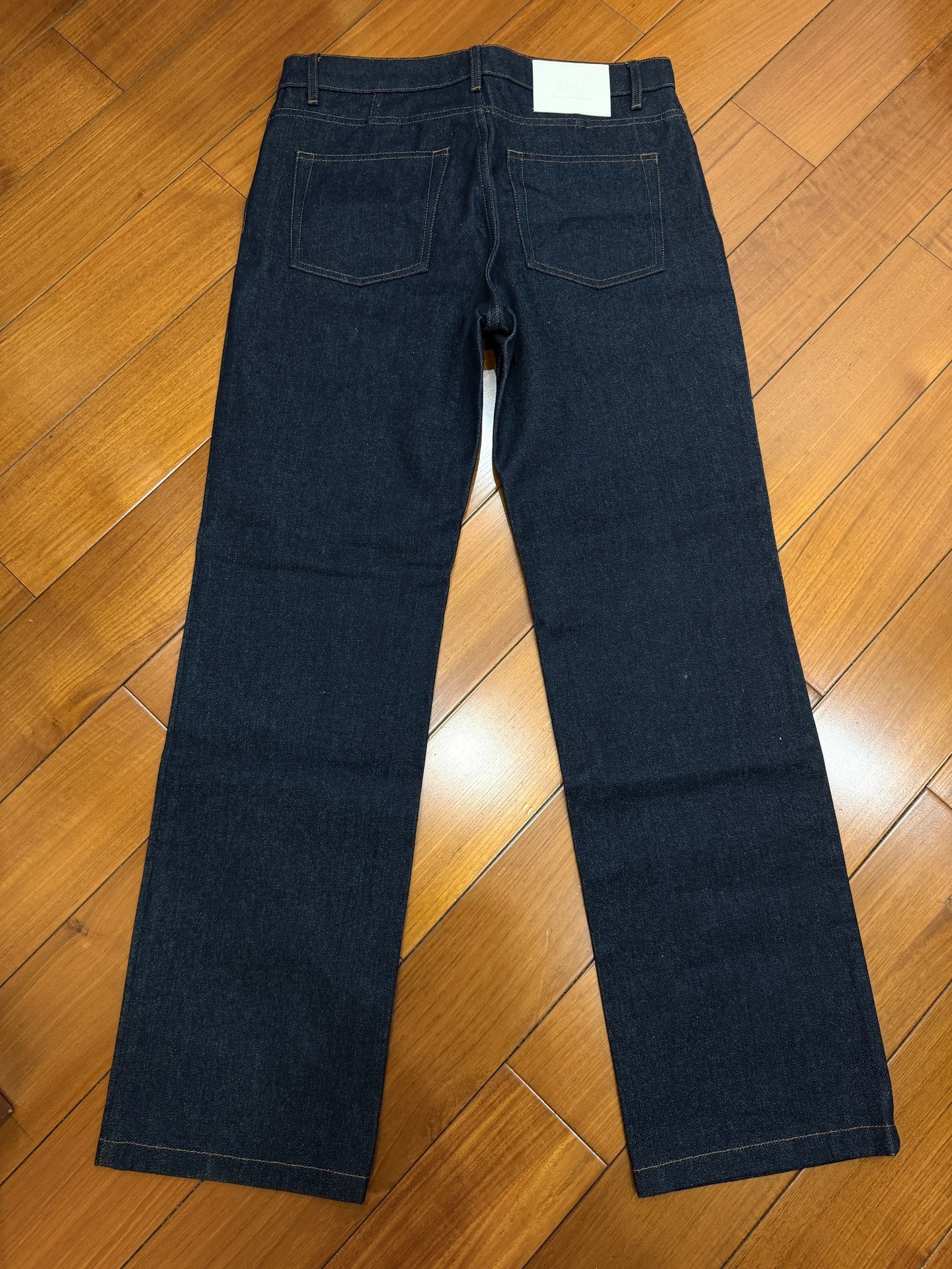 AMI Dark Blue Straight Wide Leg Jeans