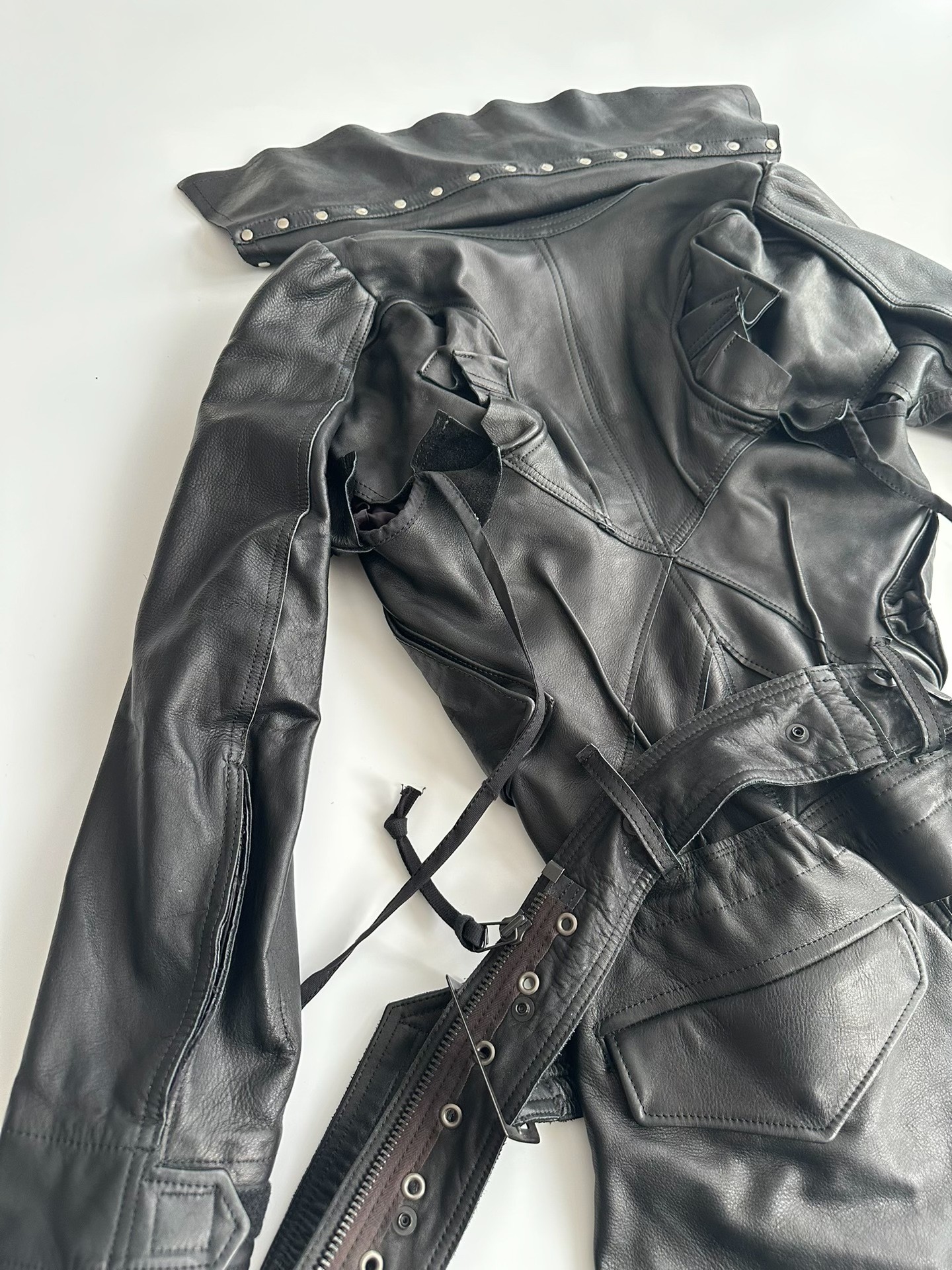 Junya Watanabe CDG Deconstructed Leather Jacket — back