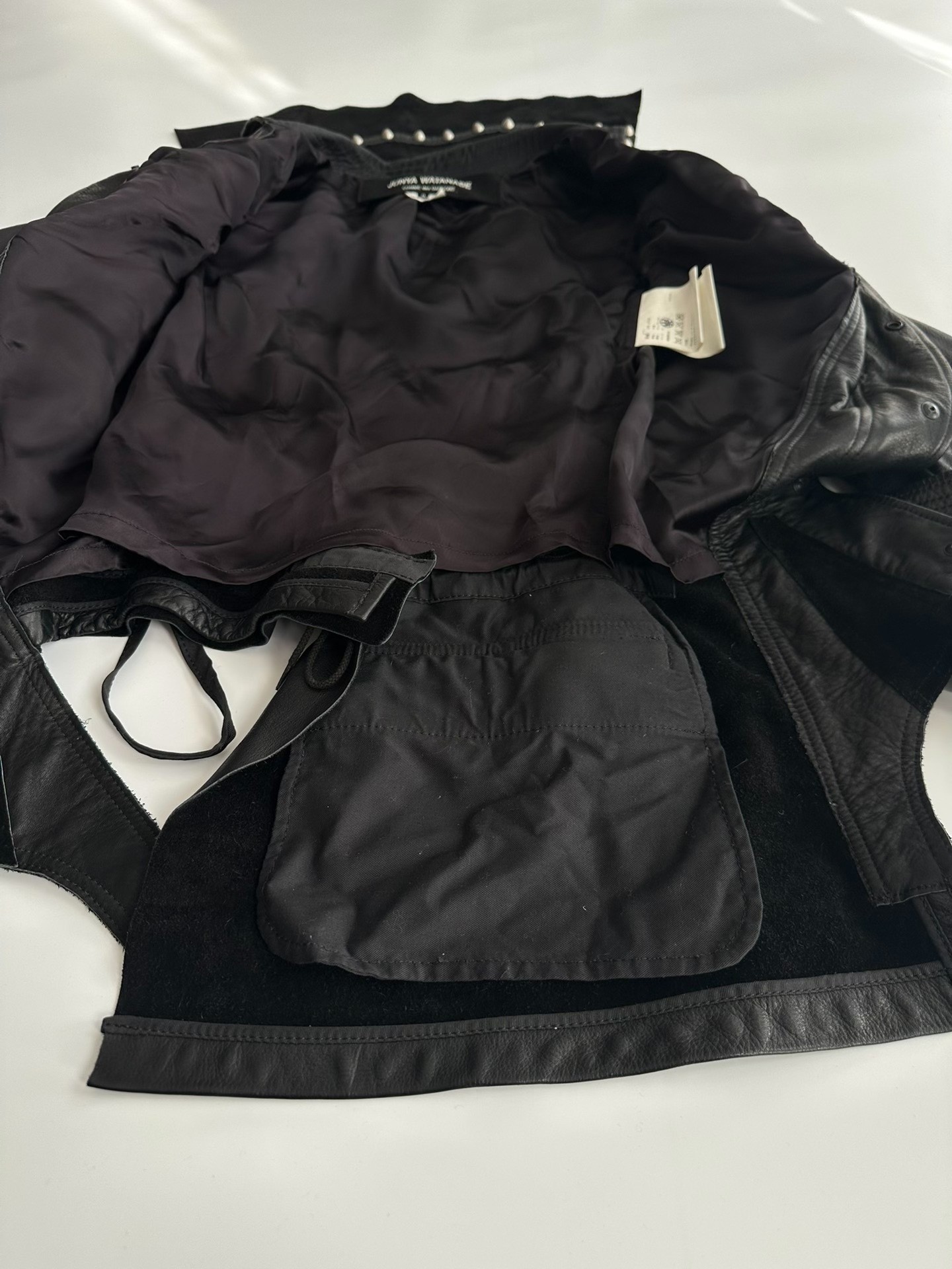 Junya Watanabe CDG Deconstructed Leather Jacket — detail