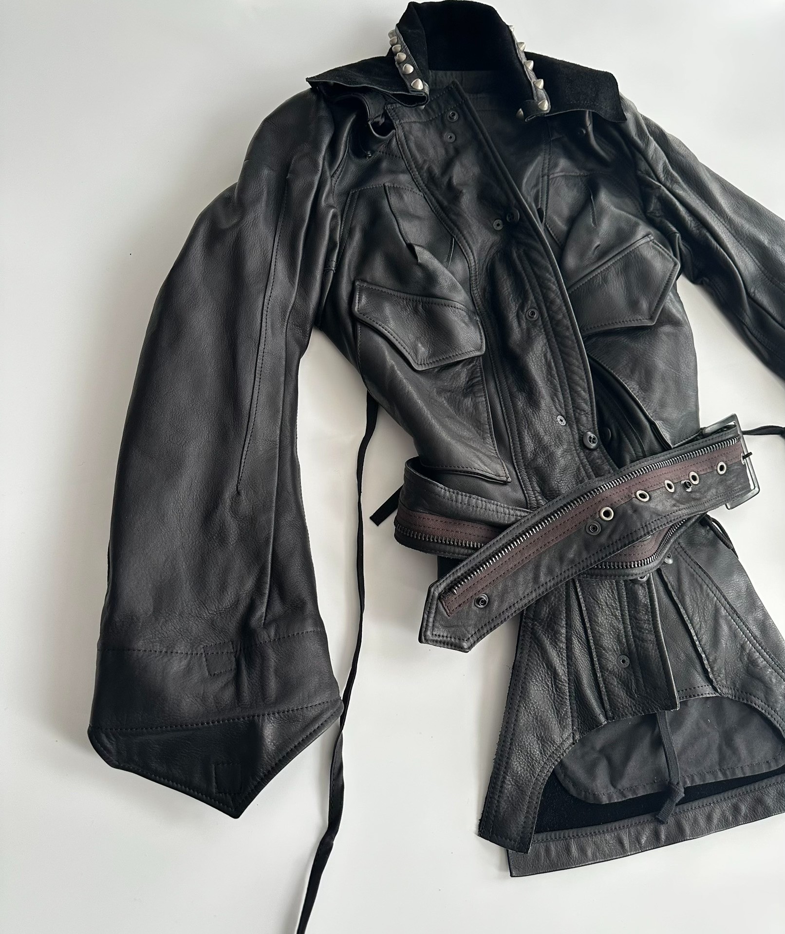 Junya Watanabe CDG Deconstructed Leather Jacket — front