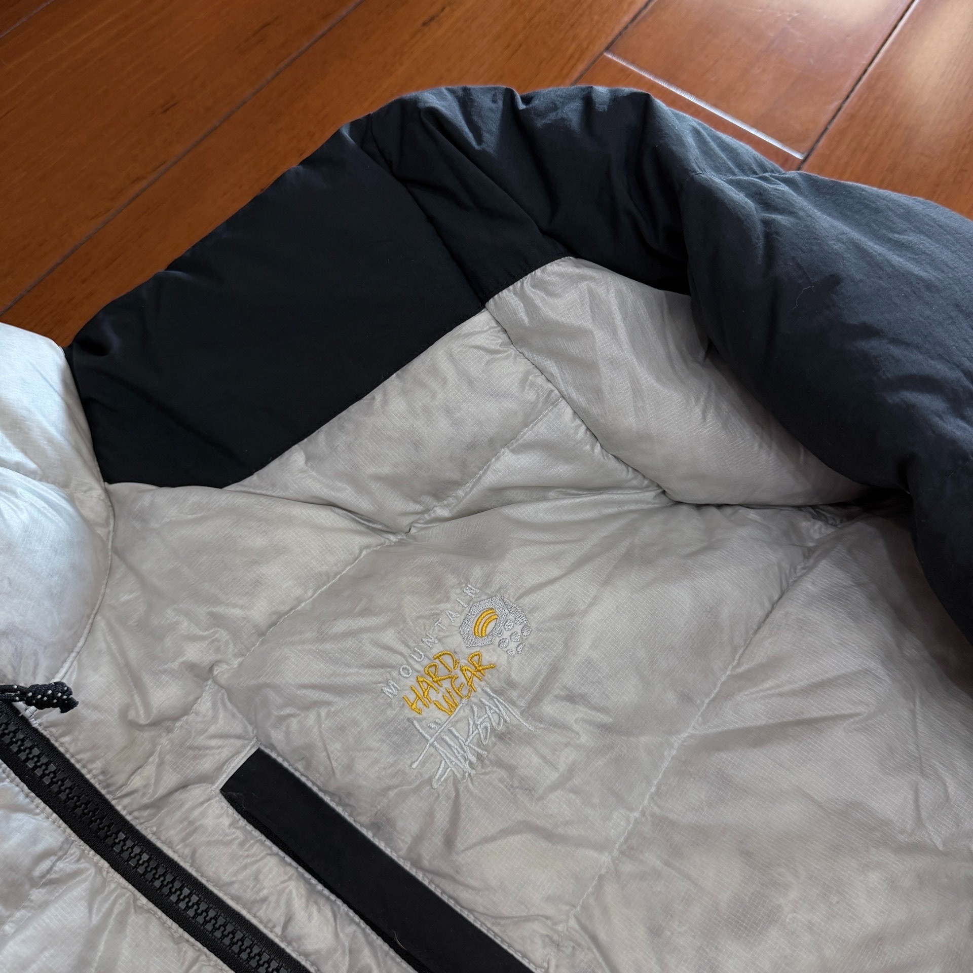 Stussy x Mountain Hardwear White Camo Puffer — detail