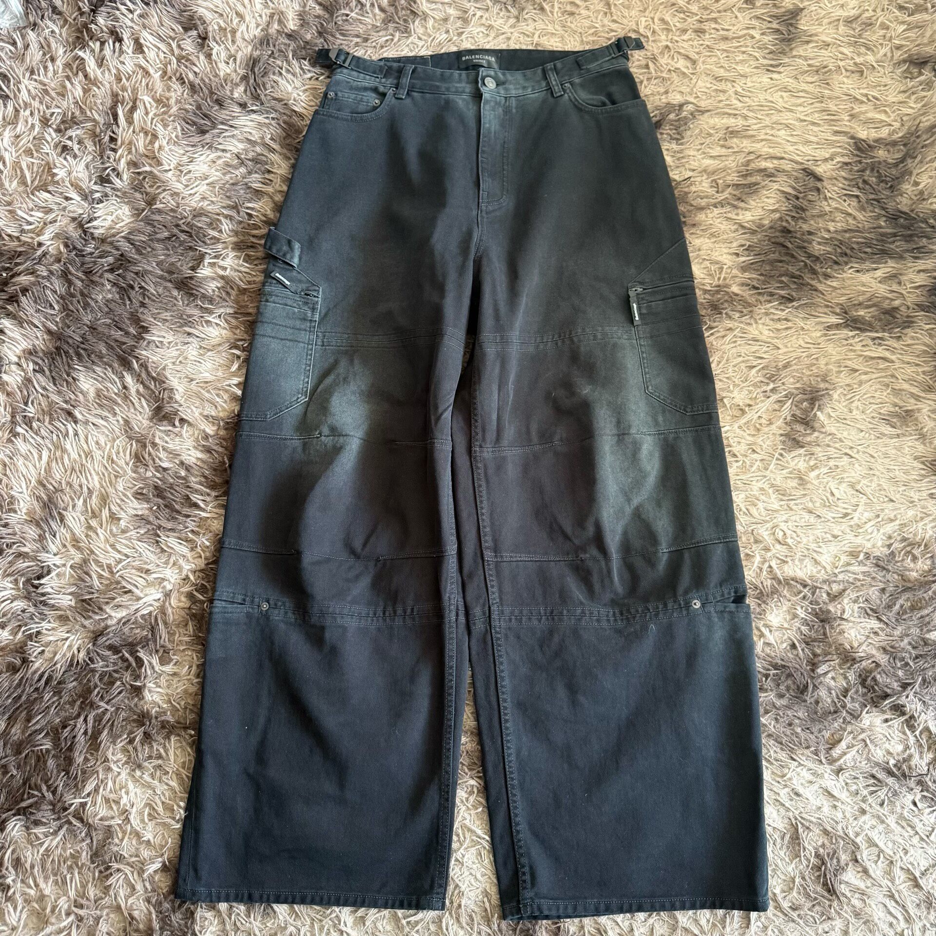 Balenciaga Dark Wide-Leg Cargo Jeans