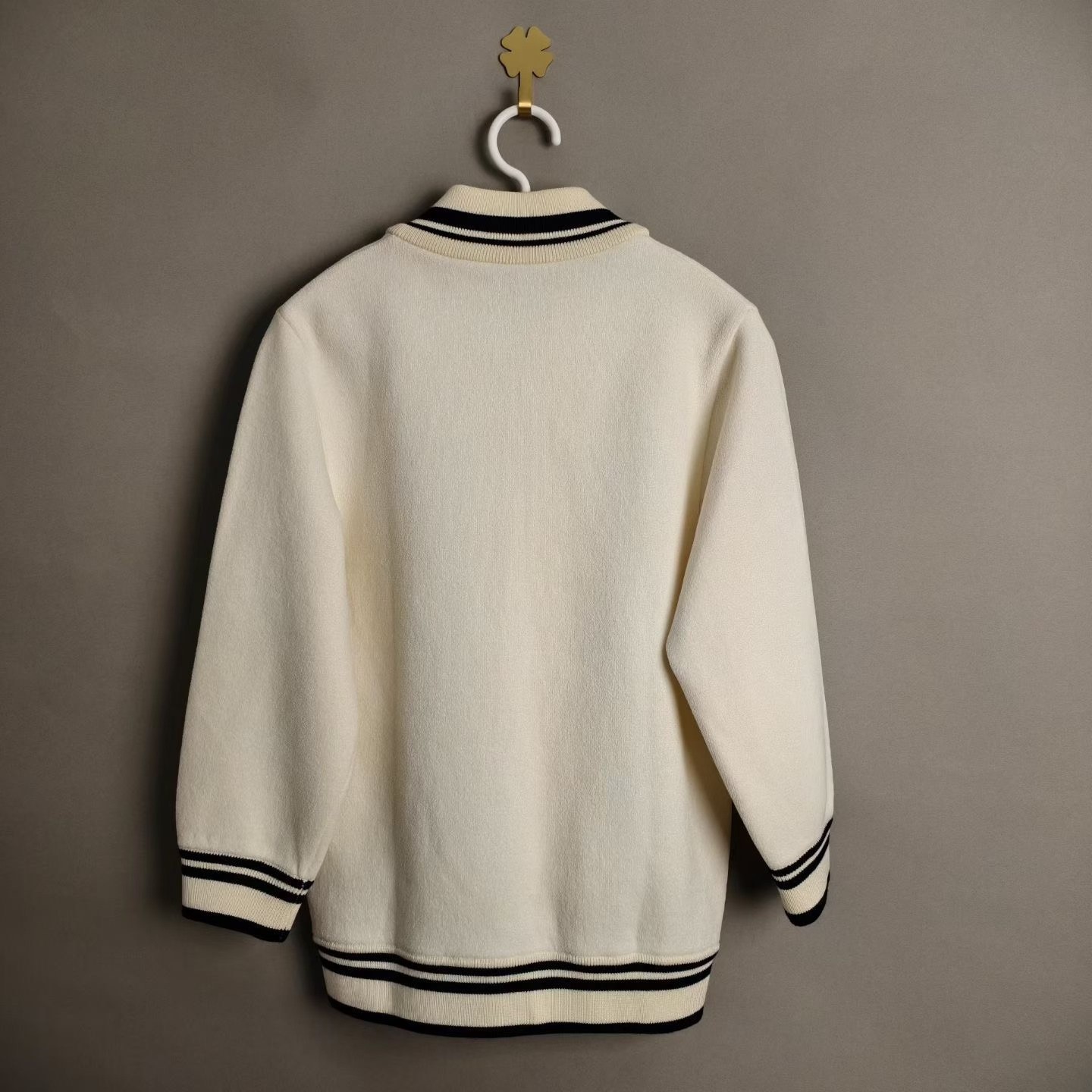 Louis Vuitton Off-White Wool Baseball Jacket — front