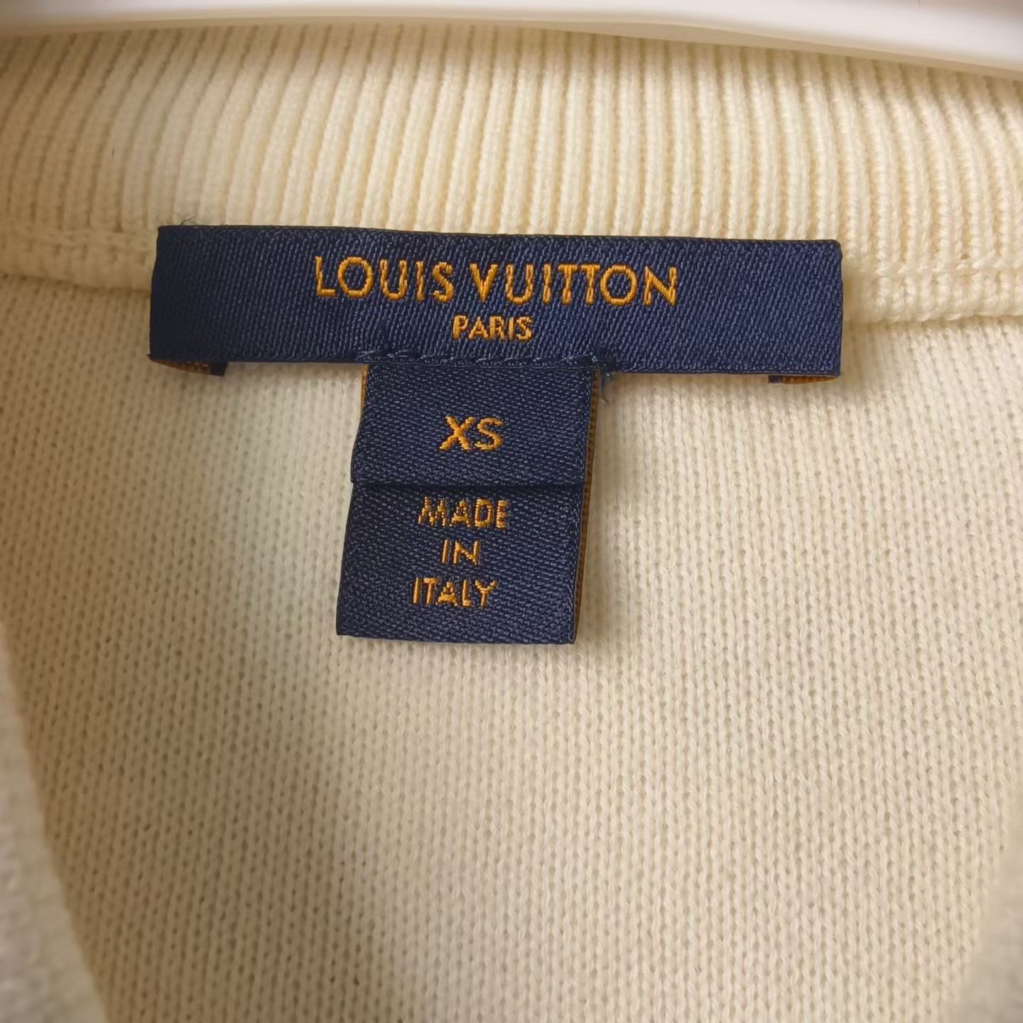 Louis Vuitton Off-White Wool Baseball Jacket — detail