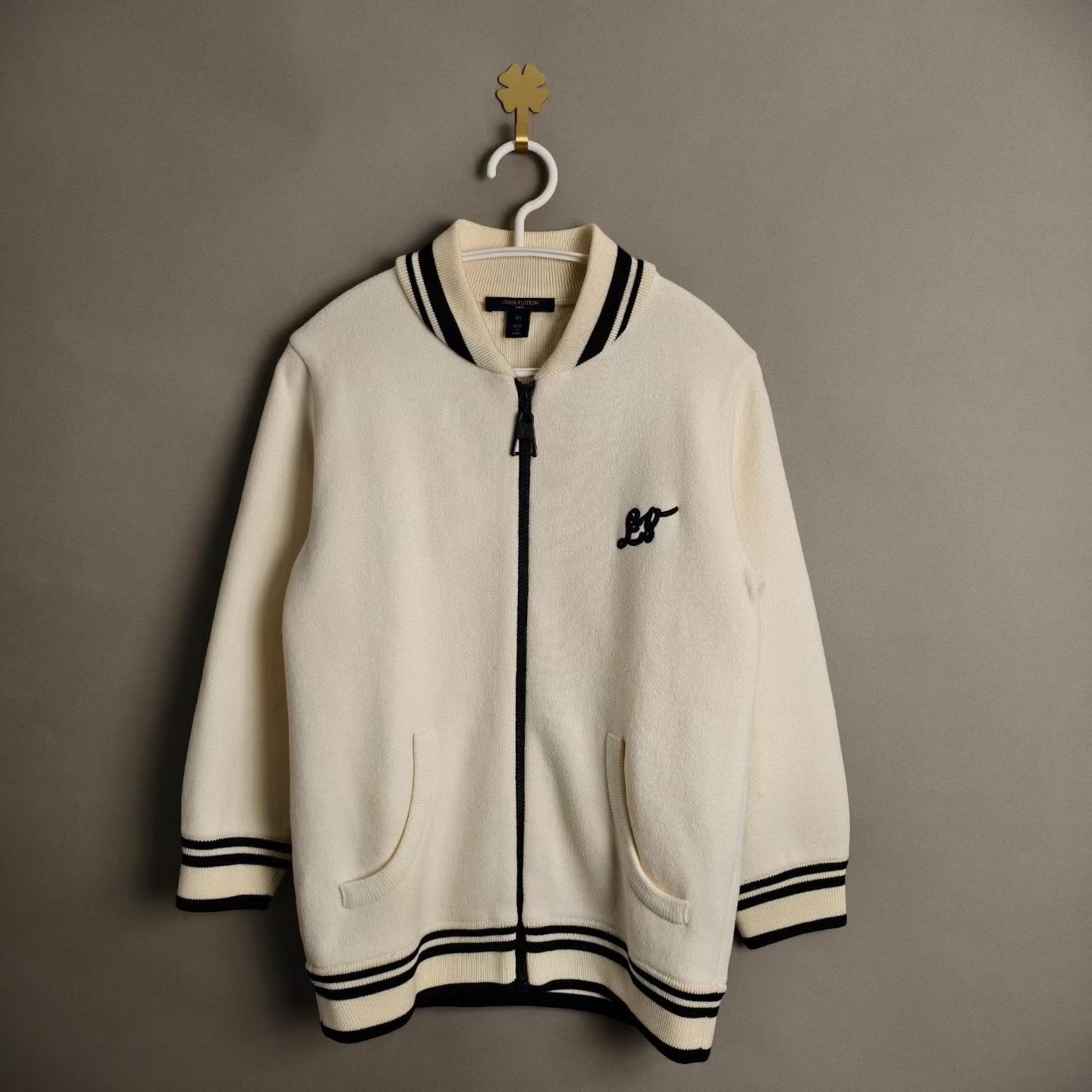 Louis Vuitton Off-White Wool Baseball Jacket