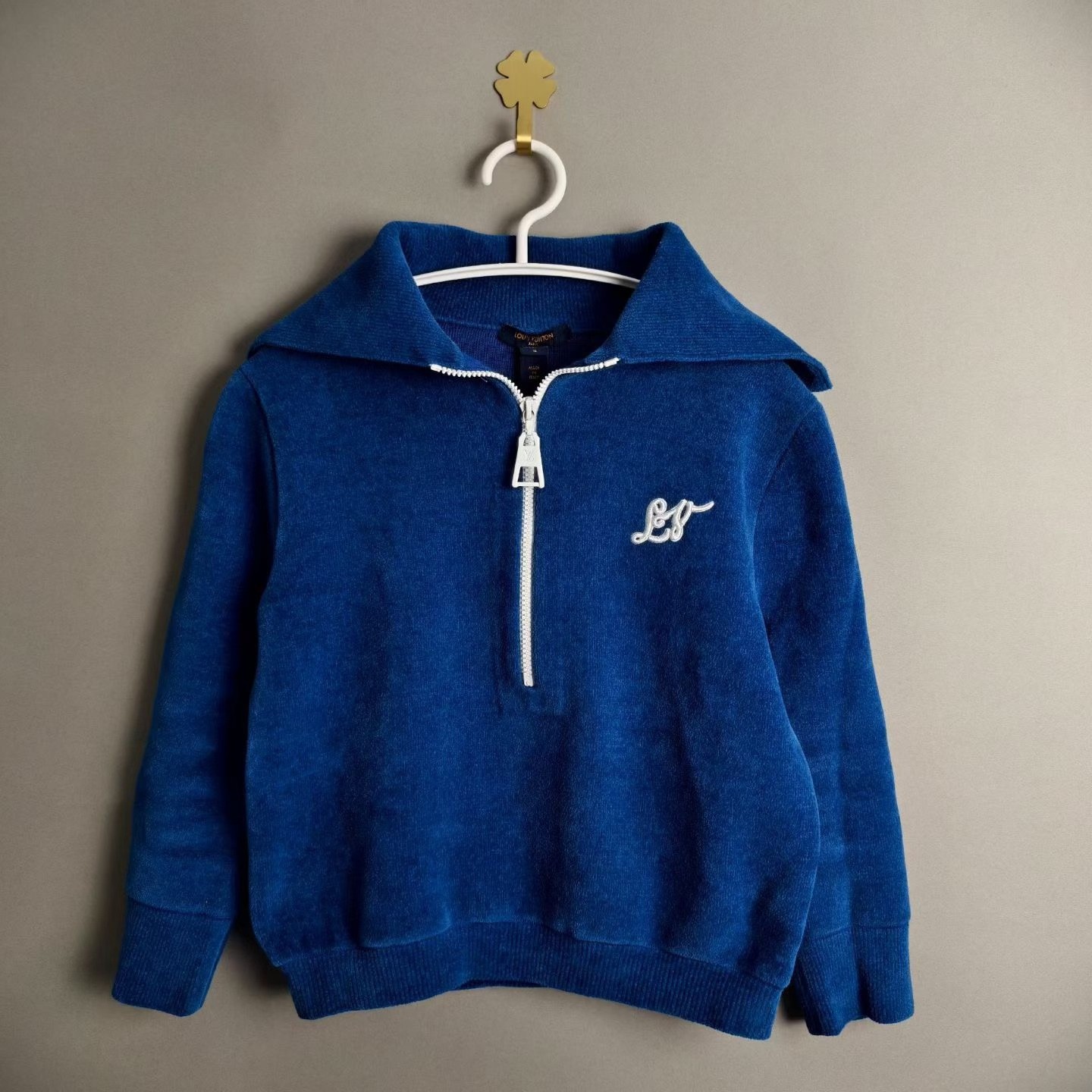 Louis Vuitton Blue Half-Zip Terry Top