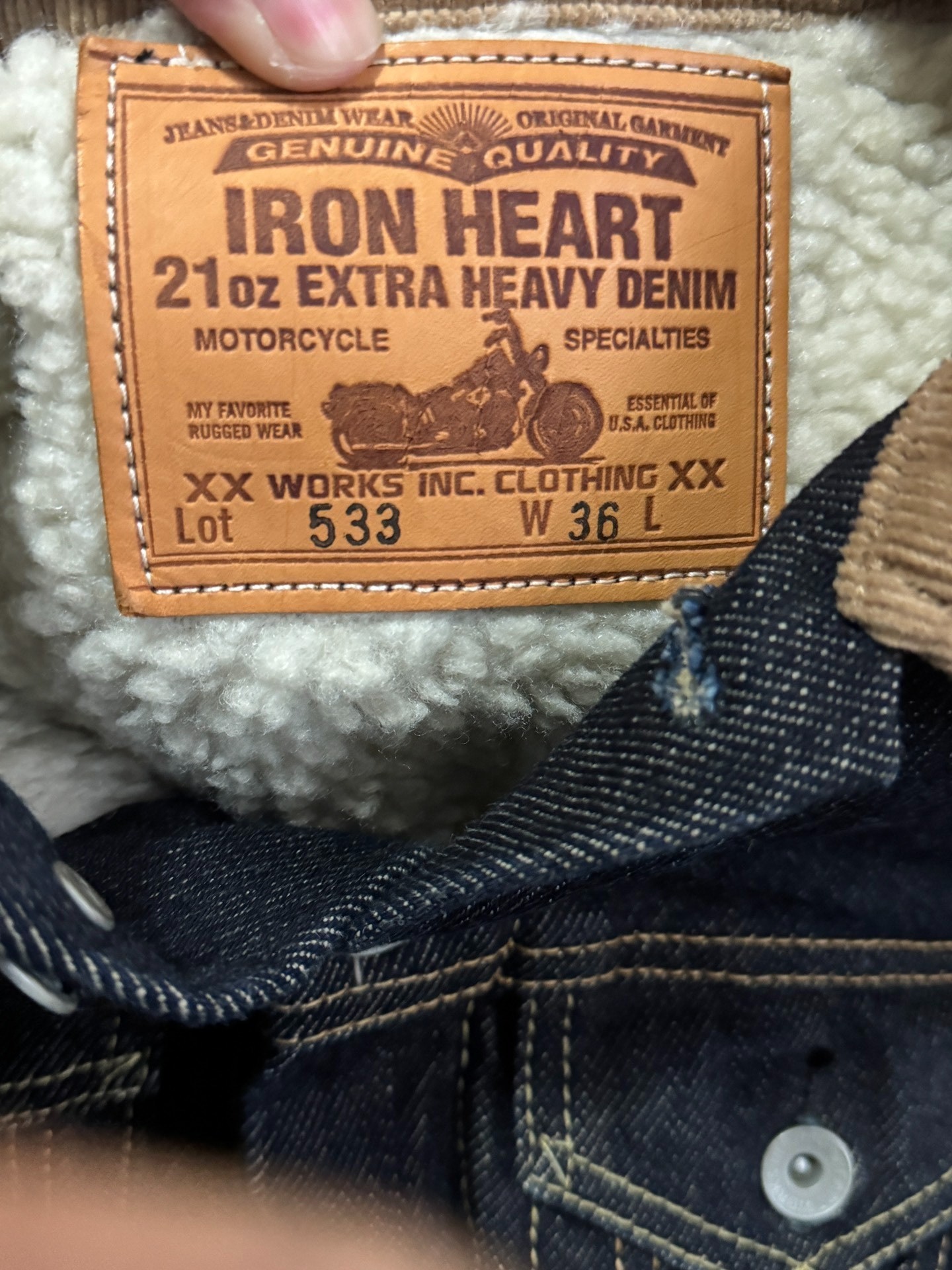 Iron Heart 533 Storm Rider Denim Jacket — label