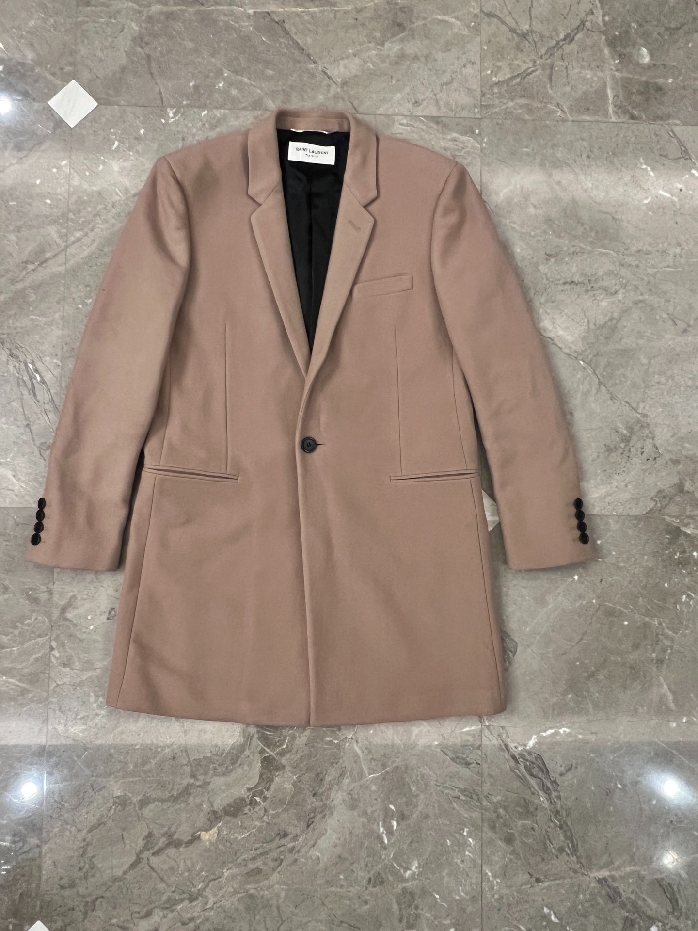 Saint Laurent Camel Wool Cashmere Coat
