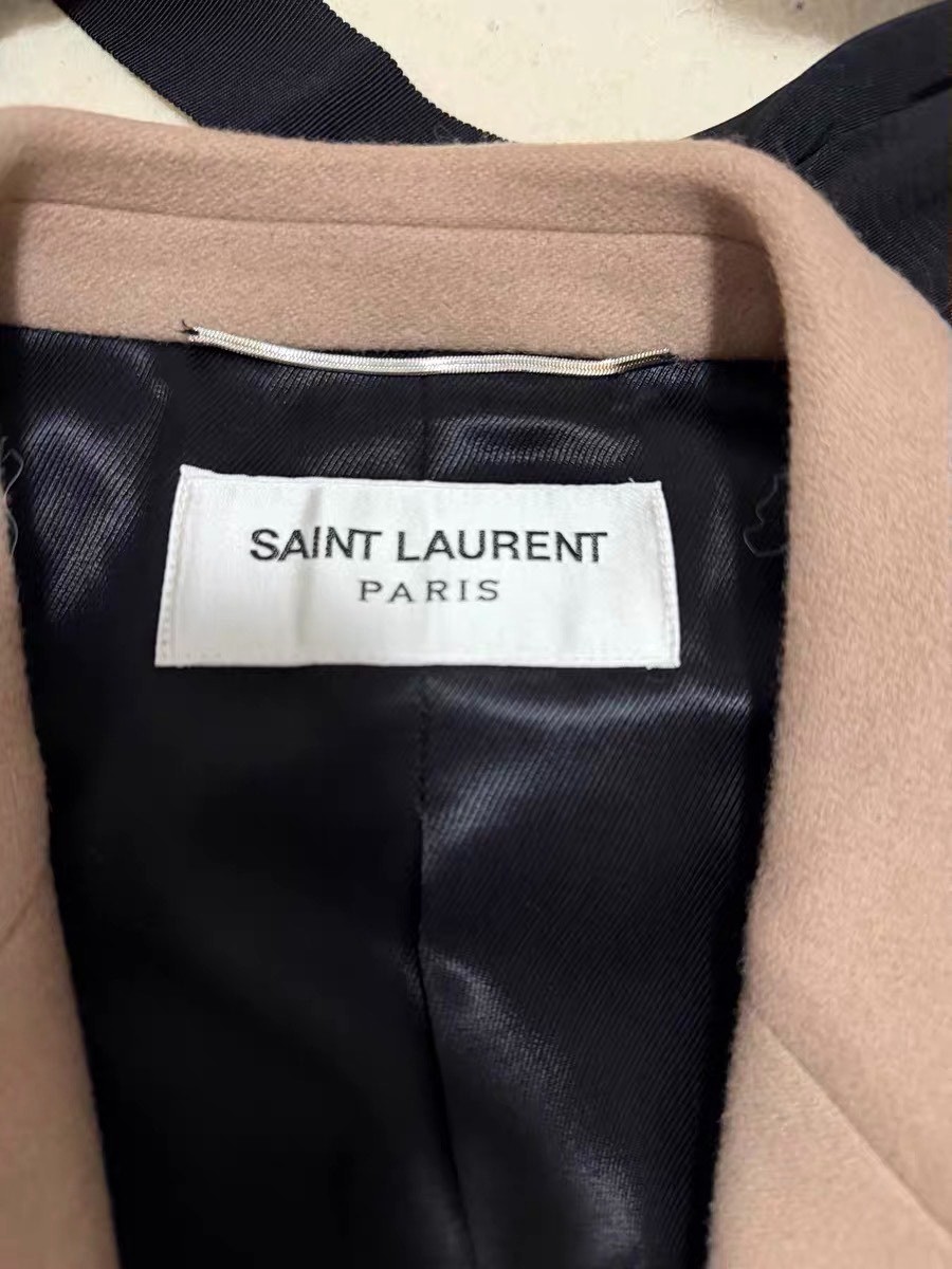 Saint Laurent Camel Wool Cashmere Coat — label