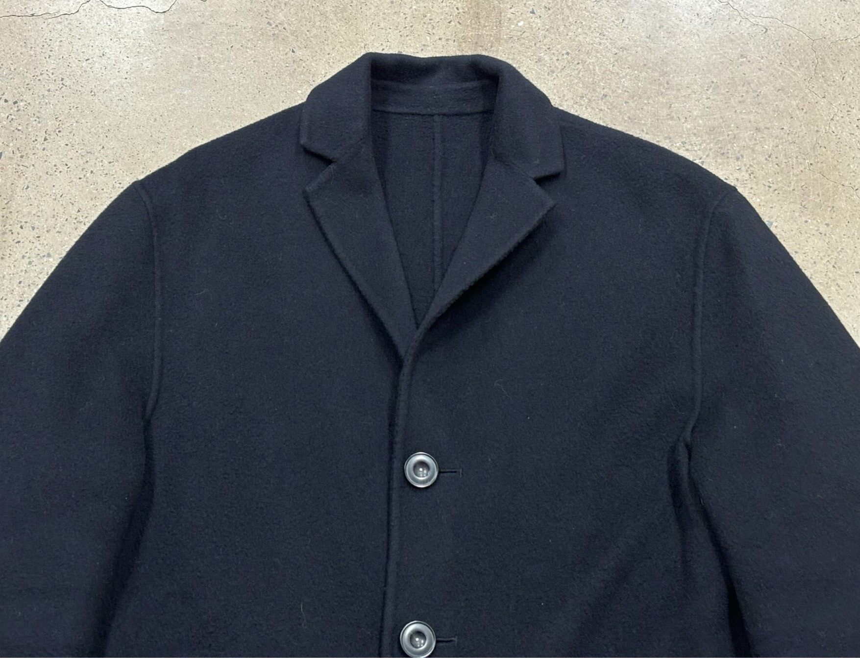 Acne Studios Dark Navy Wool Overcoat — back