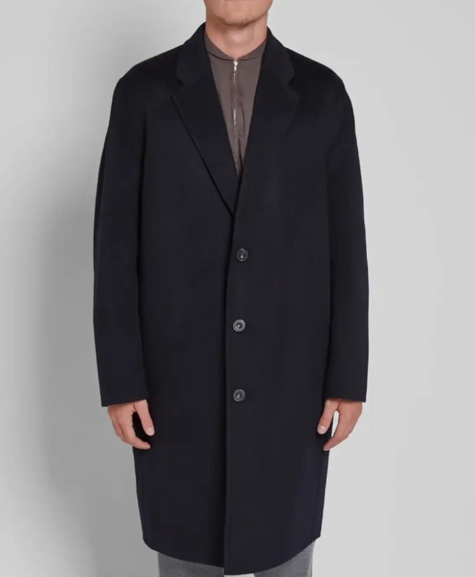 Acne Studios Dark Navy Wool Overcoat — detail