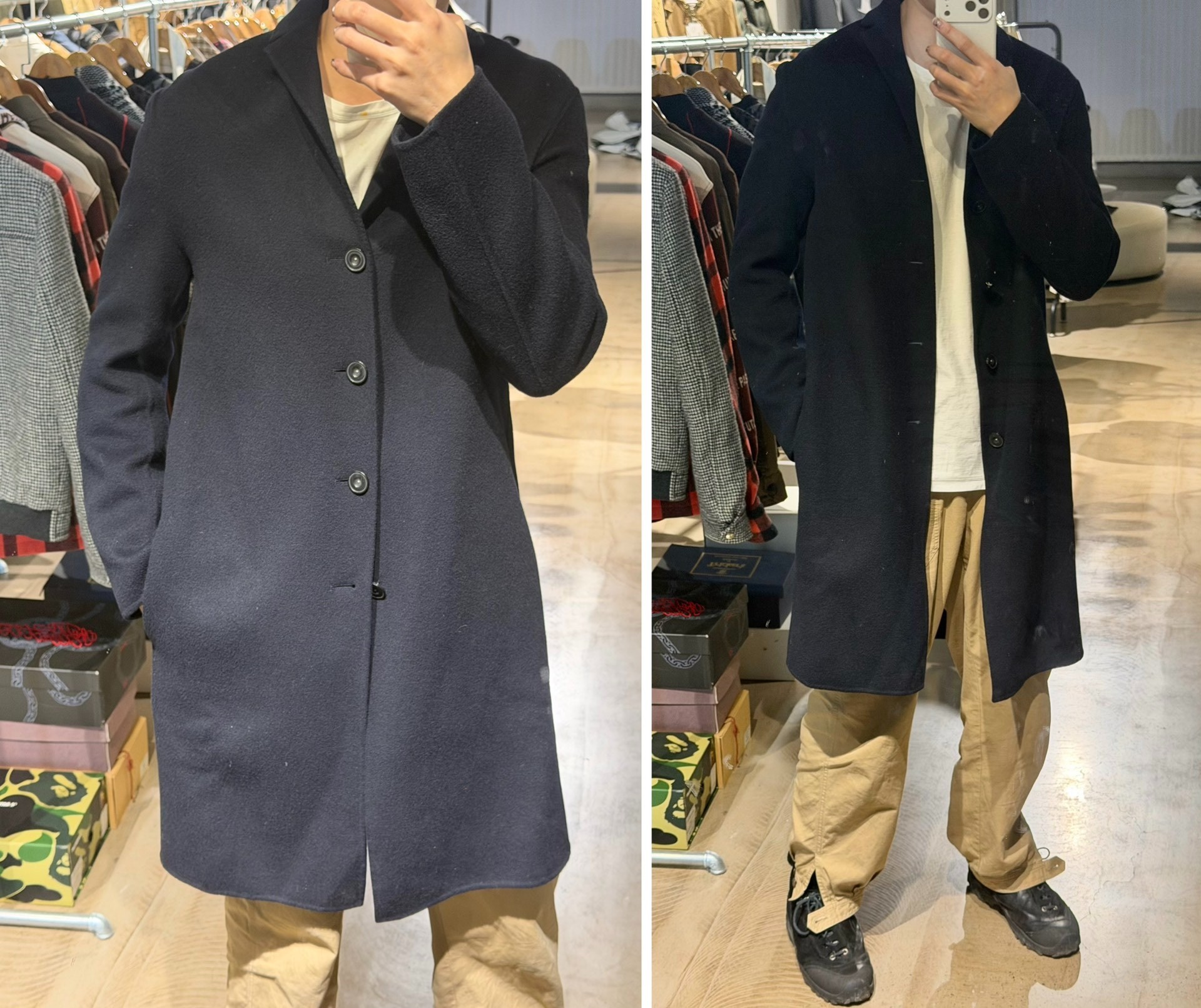 Acne Studios Dark Navy Wool Overcoat — front