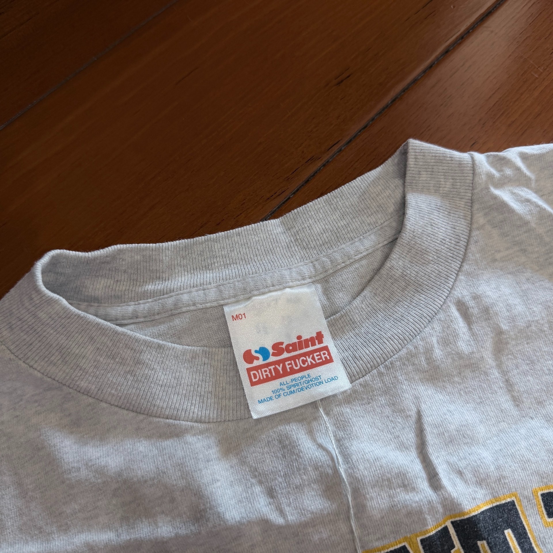 Saint Michael Gray Angel Graphic T-Shirt — detail