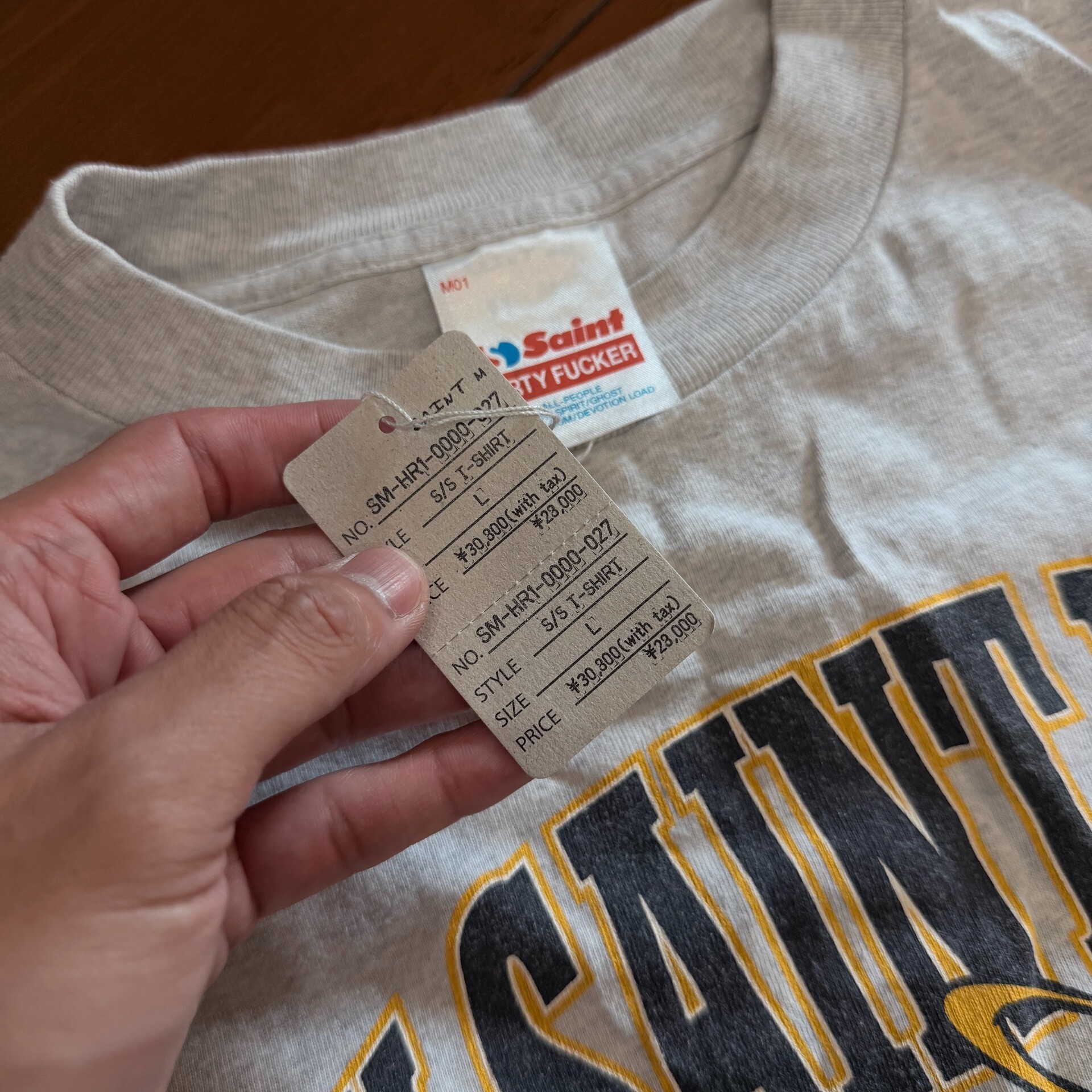 Saint Michael Gray Angel Graphic T-Shirt — back