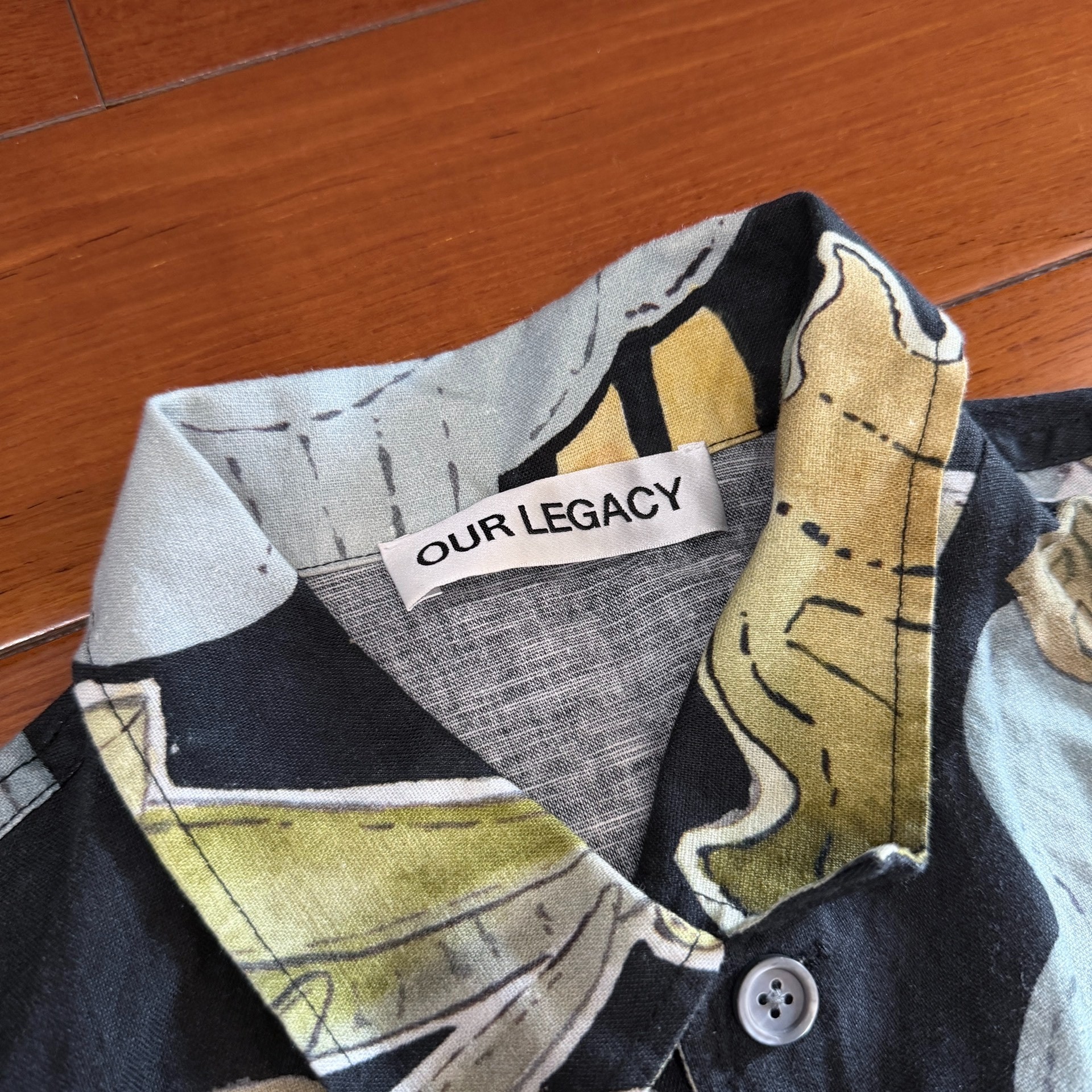 Our Legacy Sunflower Graffiti Short-Sleeve Shirt — detail