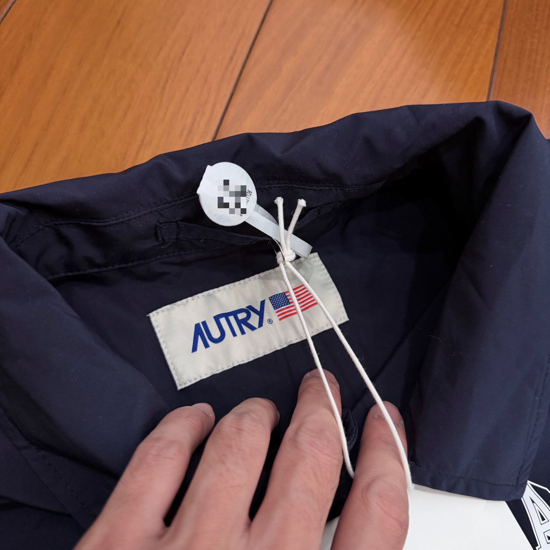 Autry Navy Nylon Coach Jacket — front