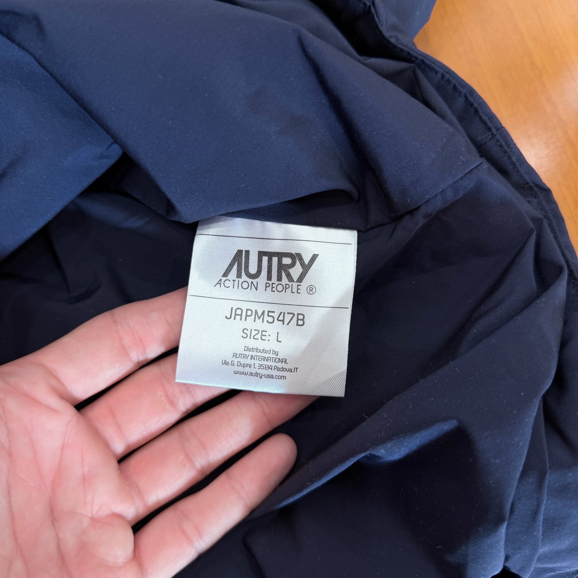 Autry Navy Nylon Coach Jacket — detail
