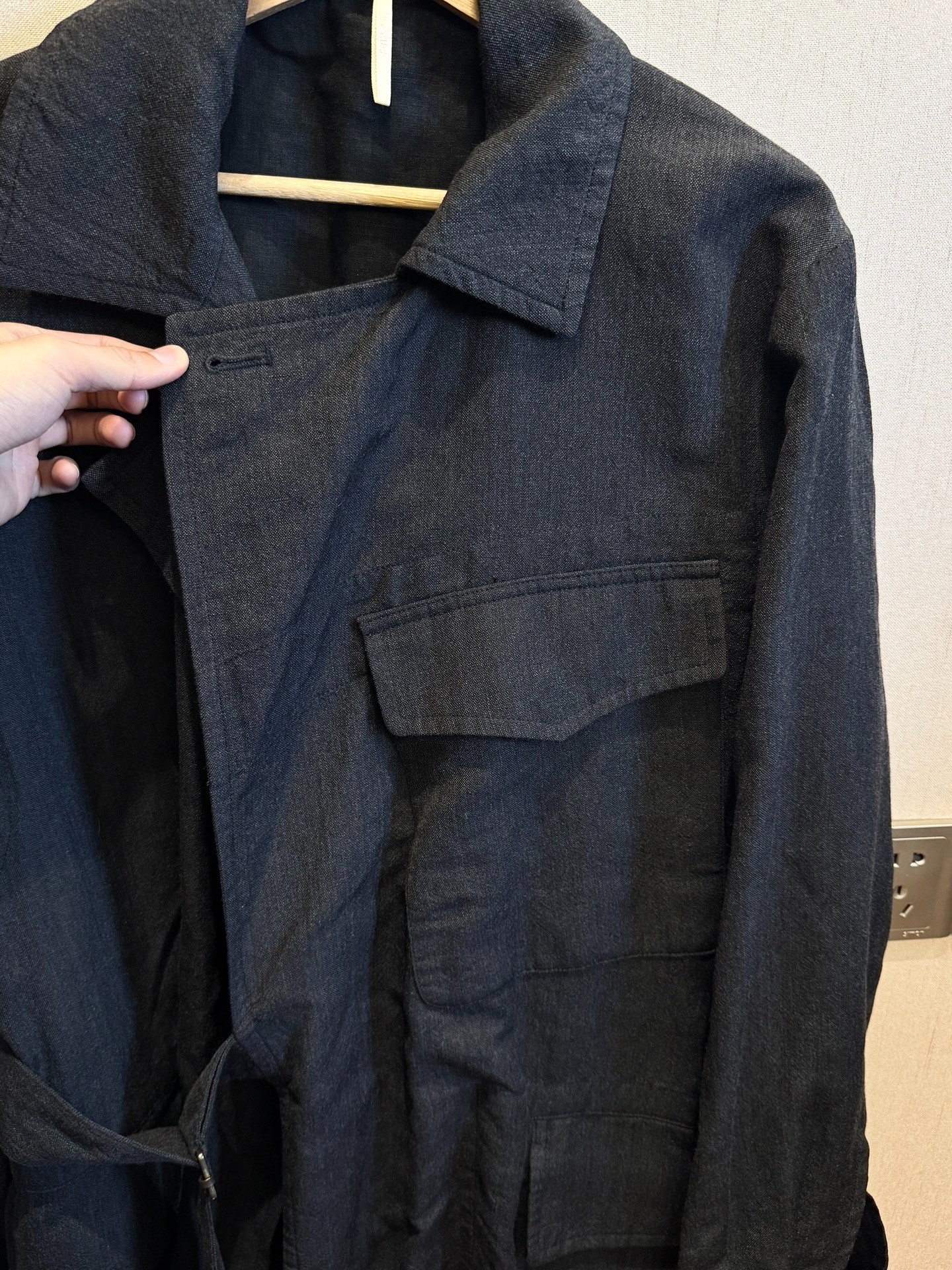 Sus-sous Motorbike Wool Linen Coat — detail