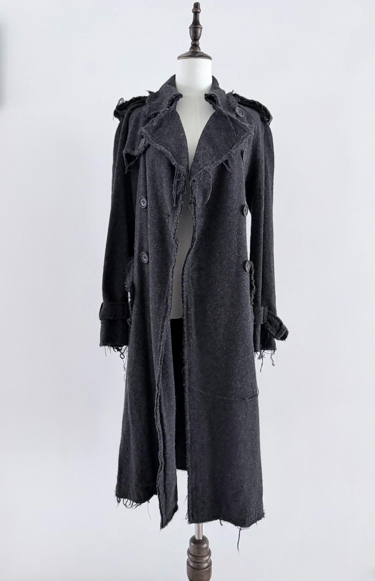 Junya Watanabe 03FW Distressed Wool Trench Coat — front
