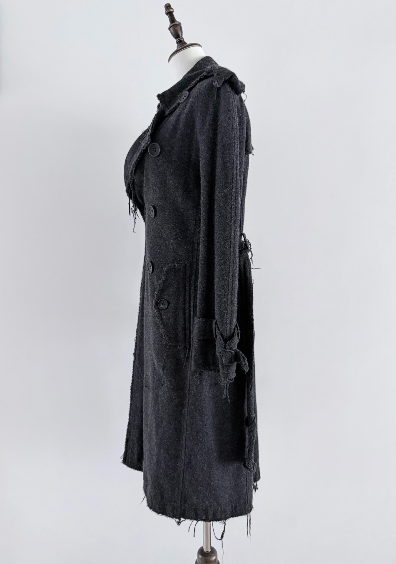 Junya Watanabe 03FW Distressed Wool Trench Coat — detail