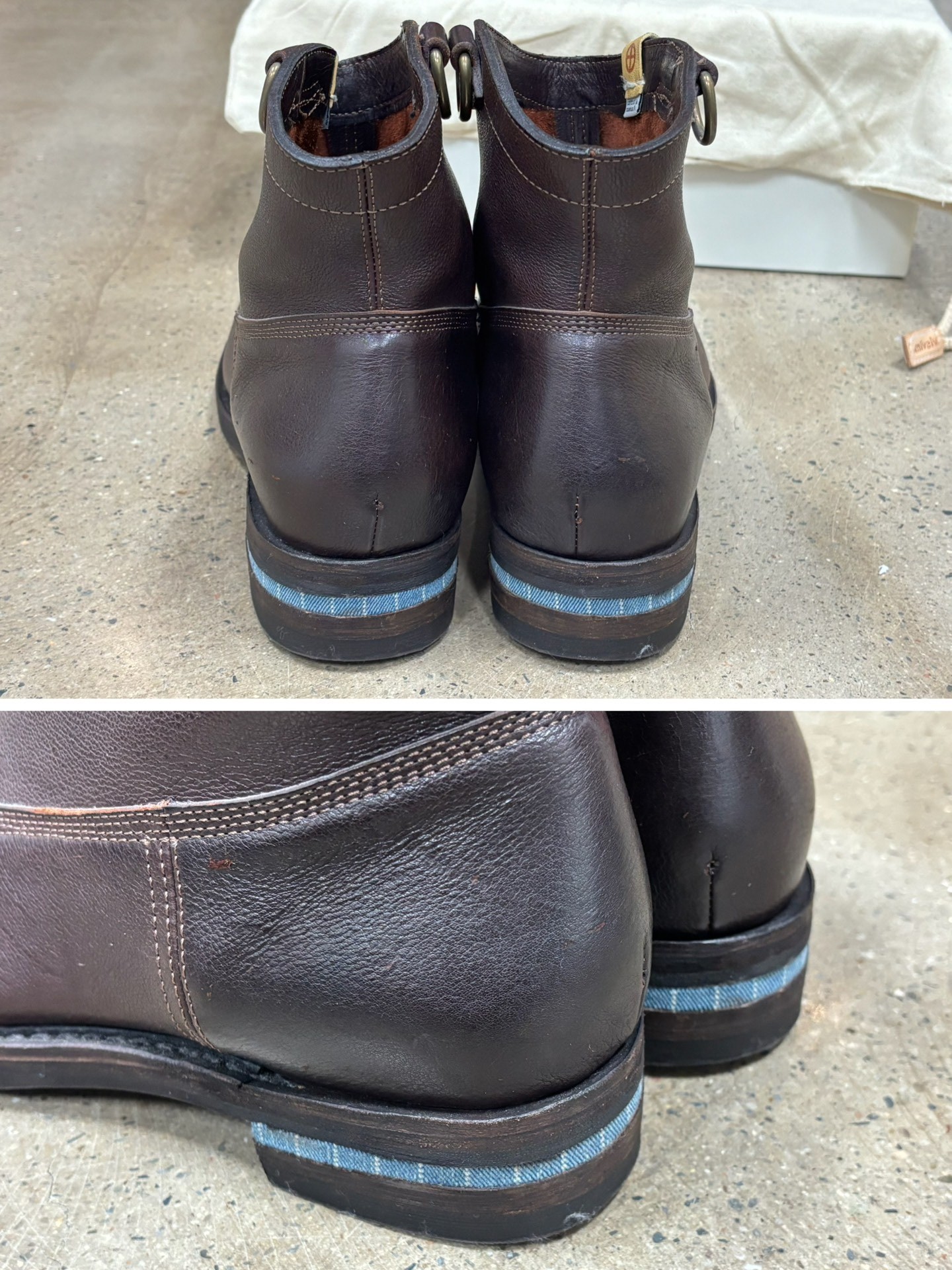 Visvim D-Ring Dark Brown Leather Boots — detail