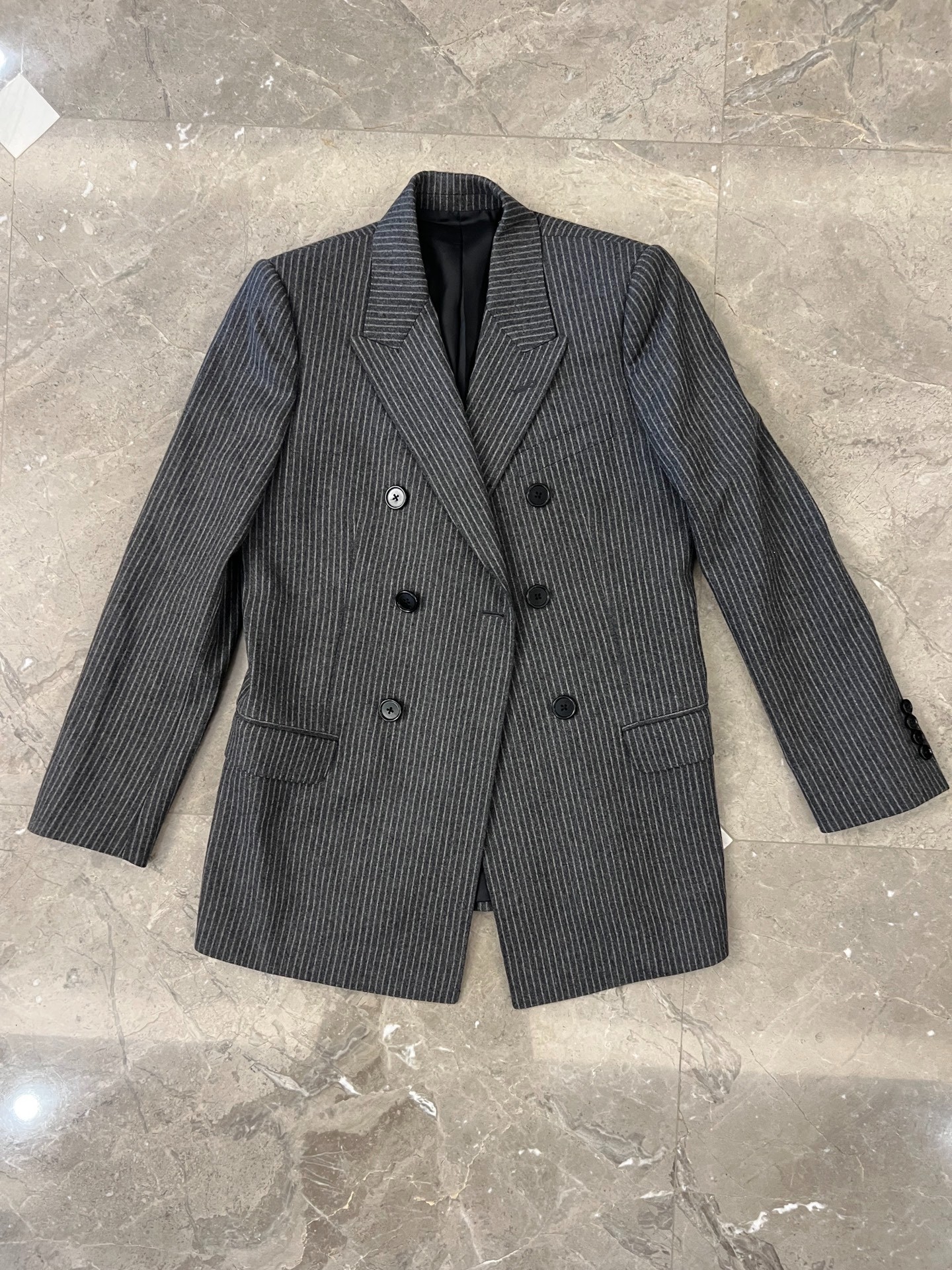 Celine Hedi Slimane 22SS Gray Striped Blazer