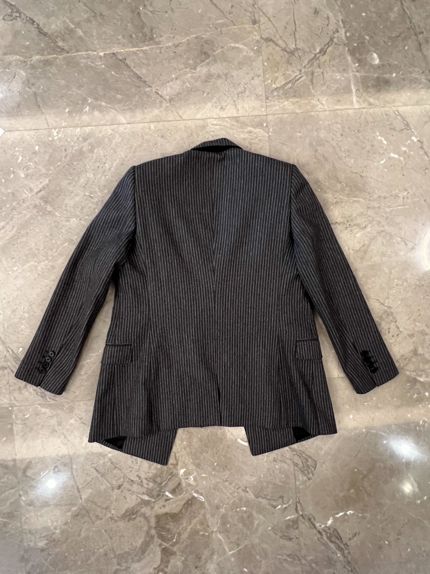 Celine Hedi Slimane 22SS Gray Striped Blazer — detail