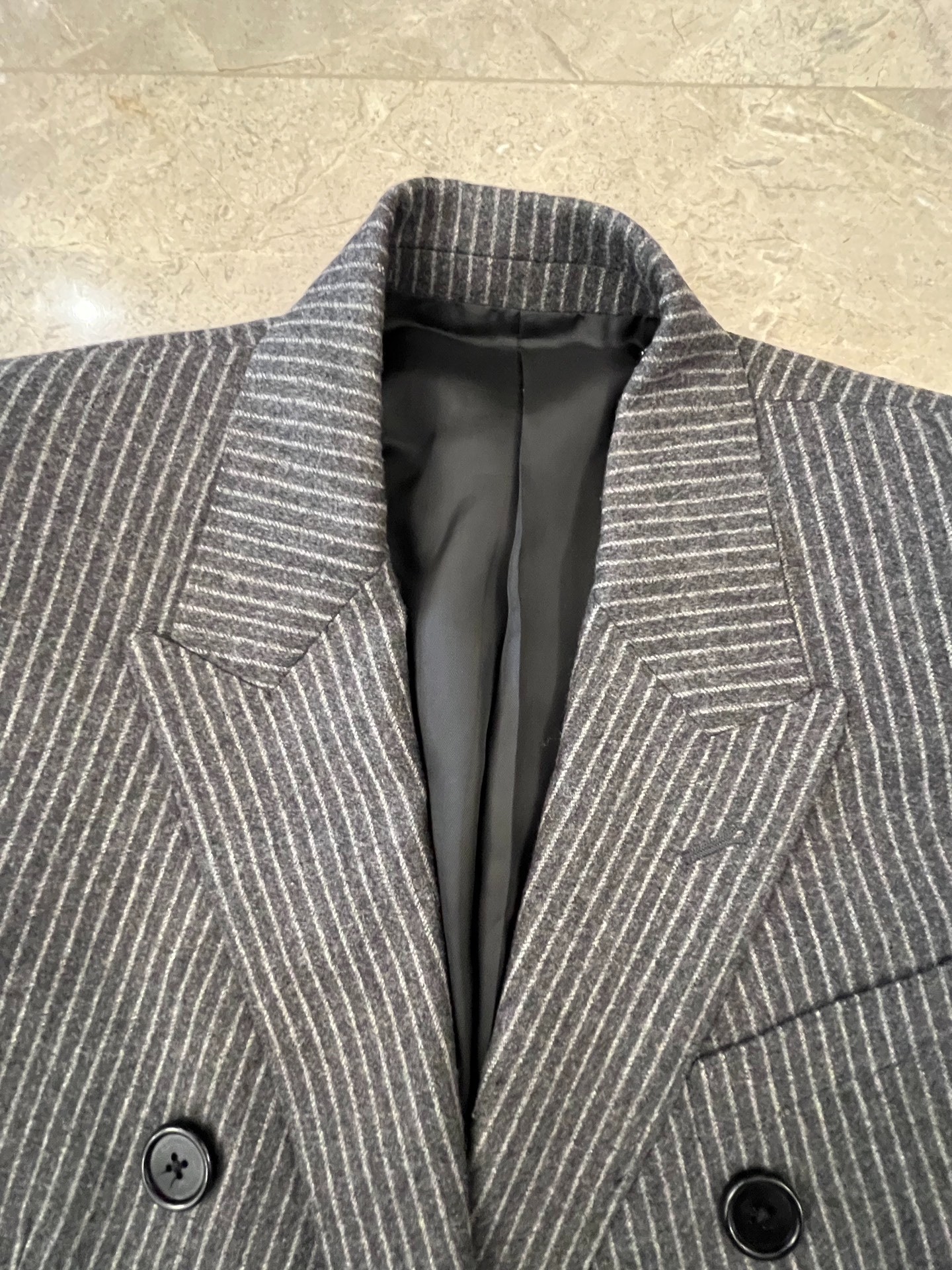 Celine Hedi Slimane 22SS Gray Striped Blazer — label