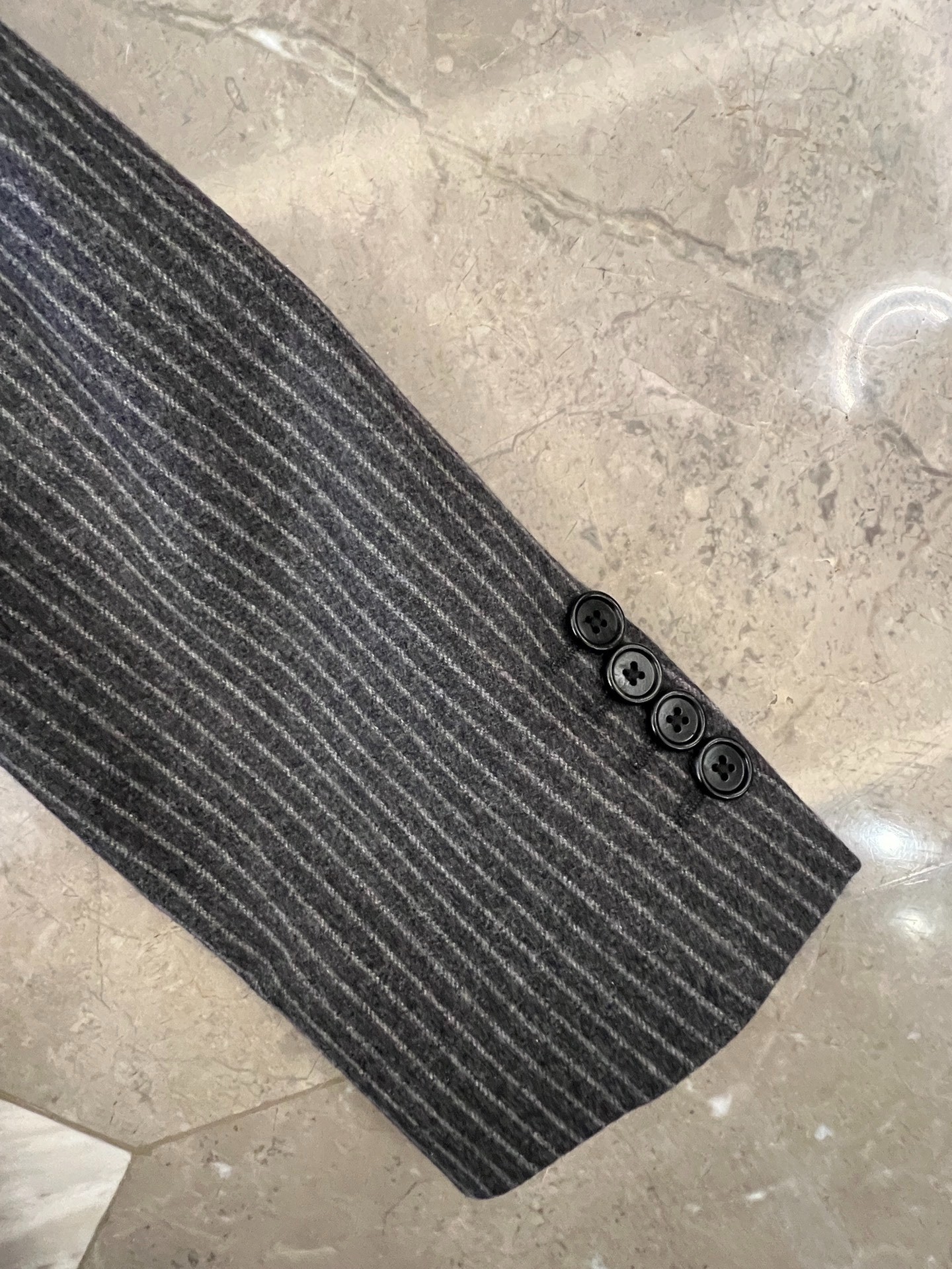 Celine Hedi Slimane 22SS Gray Striped Blazer — back