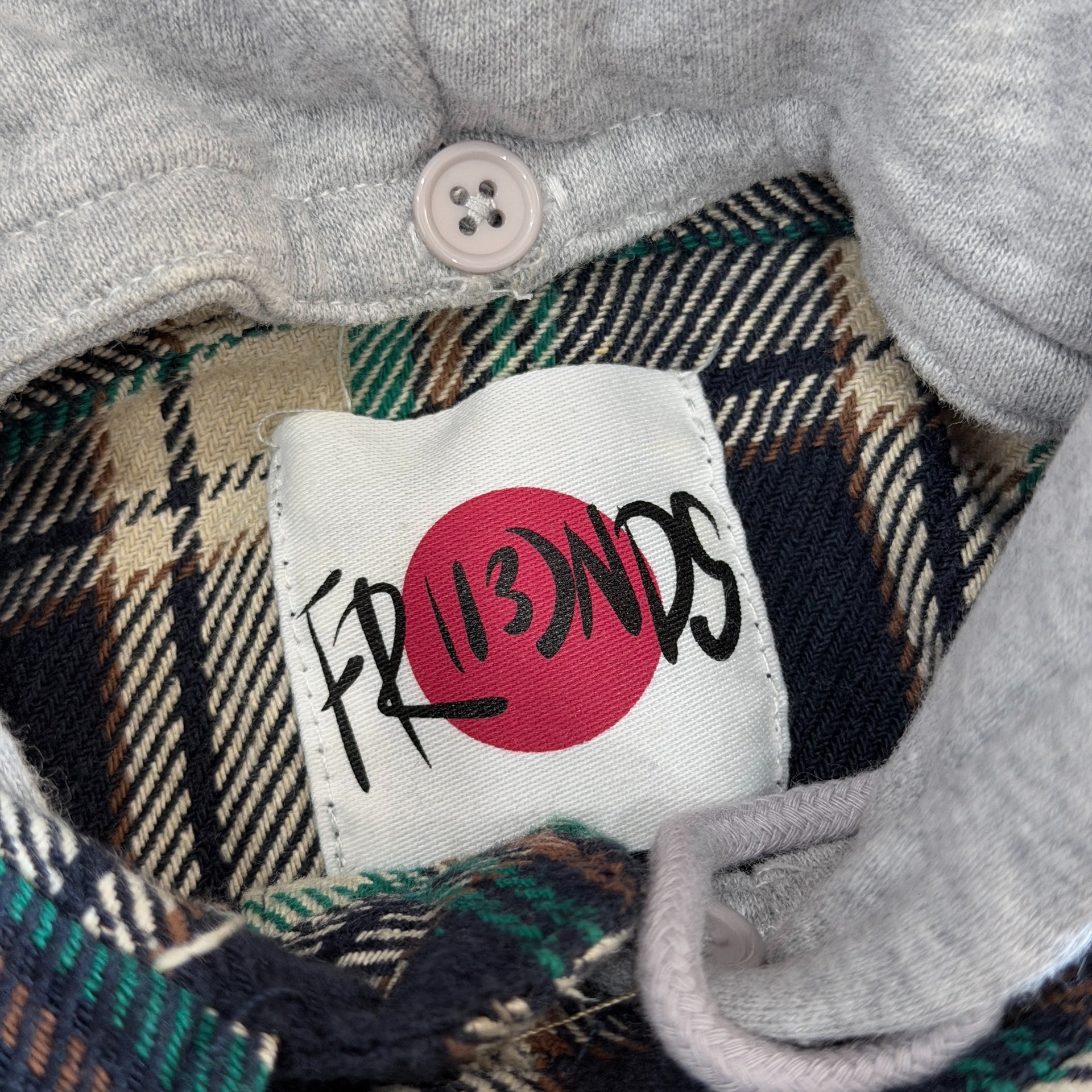 Oversized Distressed Plaid Hooded Jacket — detail