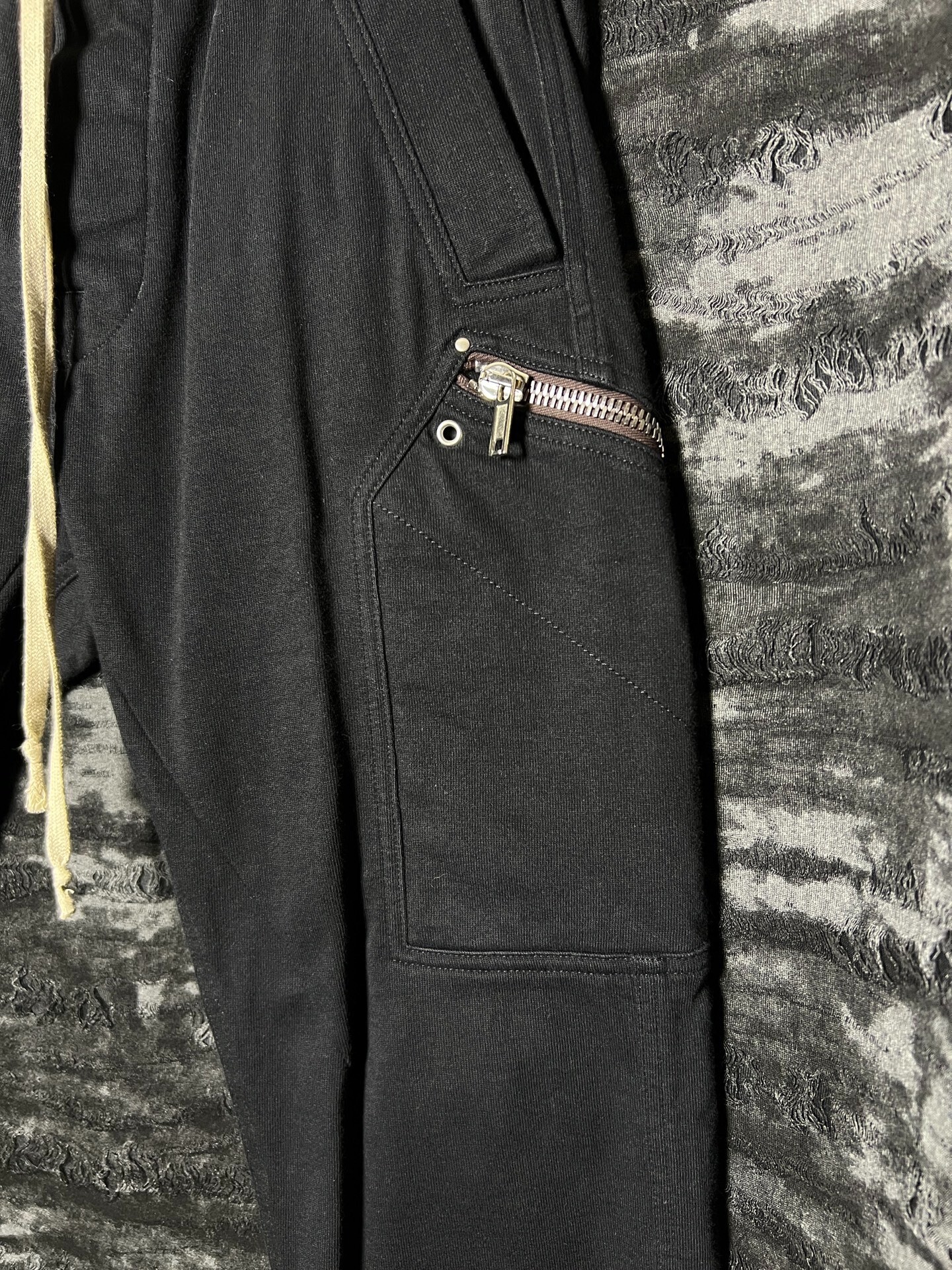 Rickowens 20FW Black Drop-Crotch Pants — front