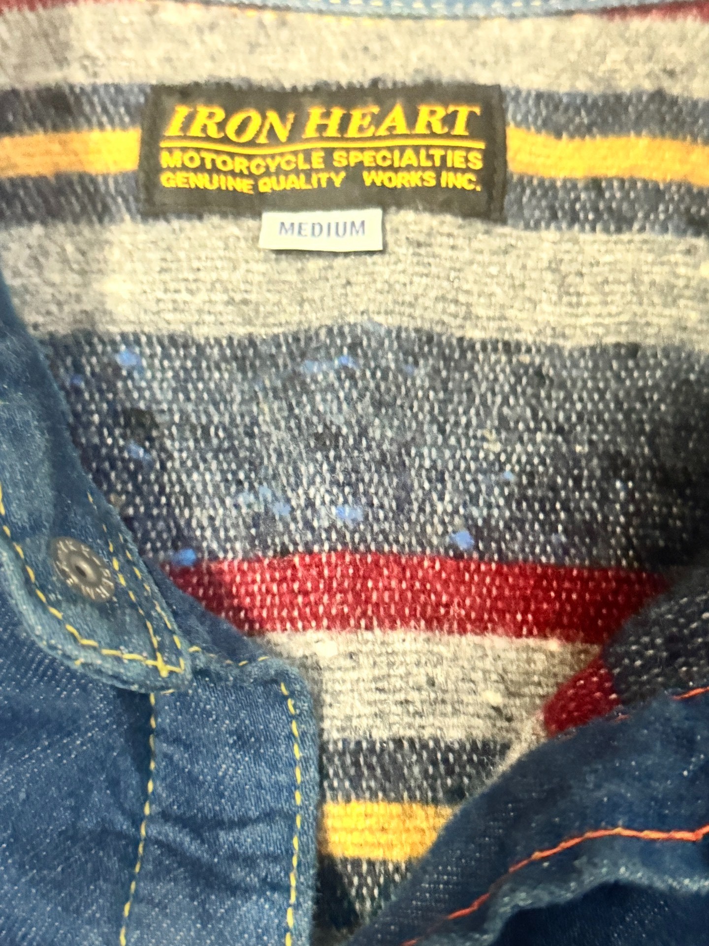 Iron Heart Blue Denim Shirt — label