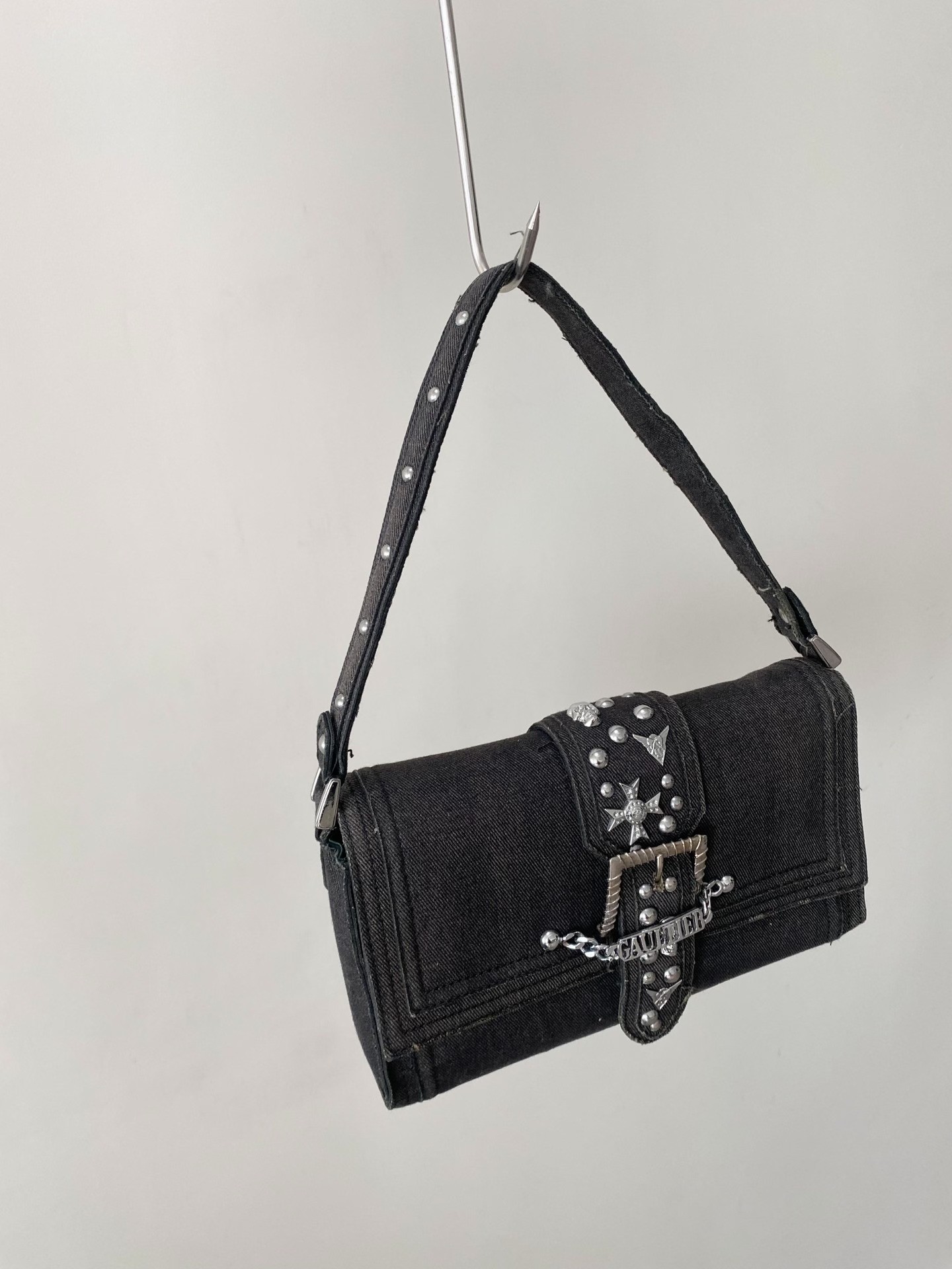 Jean Paul Gaultier Black Denim Underarm Bag