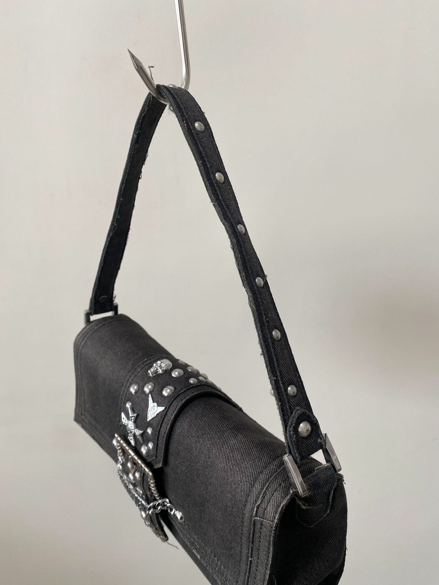 Jean Paul Gaultier Black Denim Underarm Bag — label