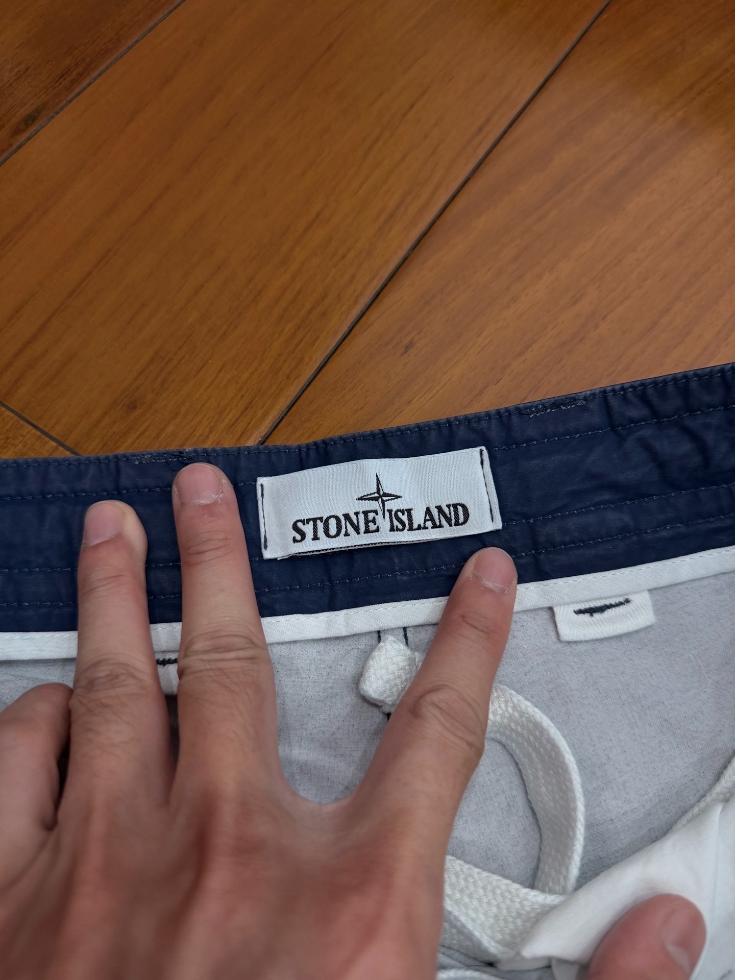 Stone Island Navy Wide-Leg Pants — back