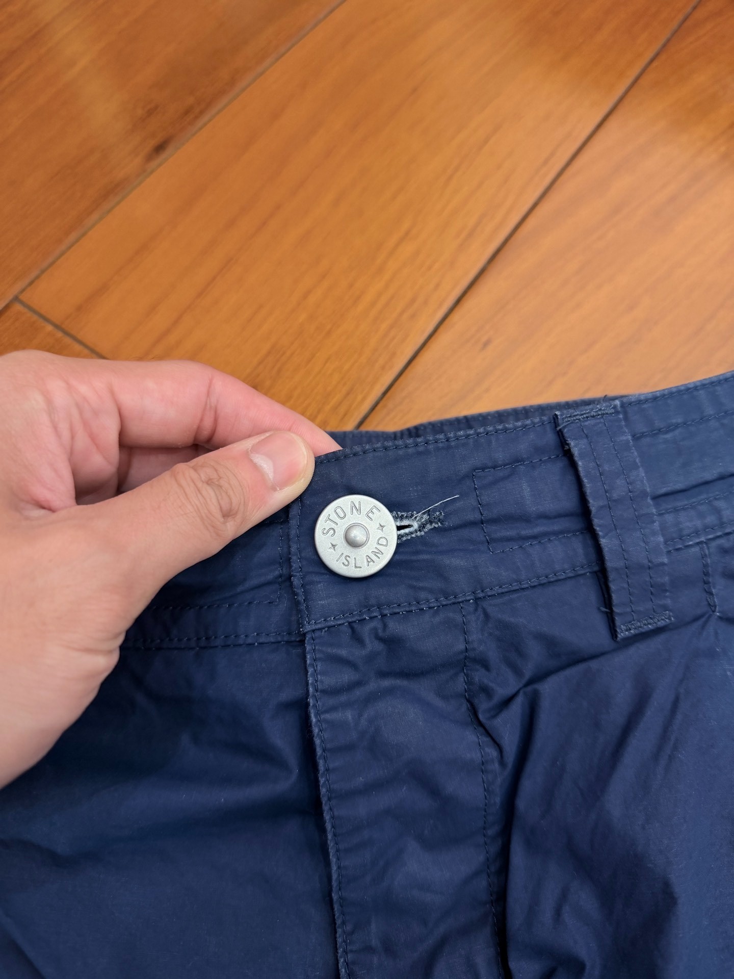 Stone Island Navy Wide-Leg Pants — detail