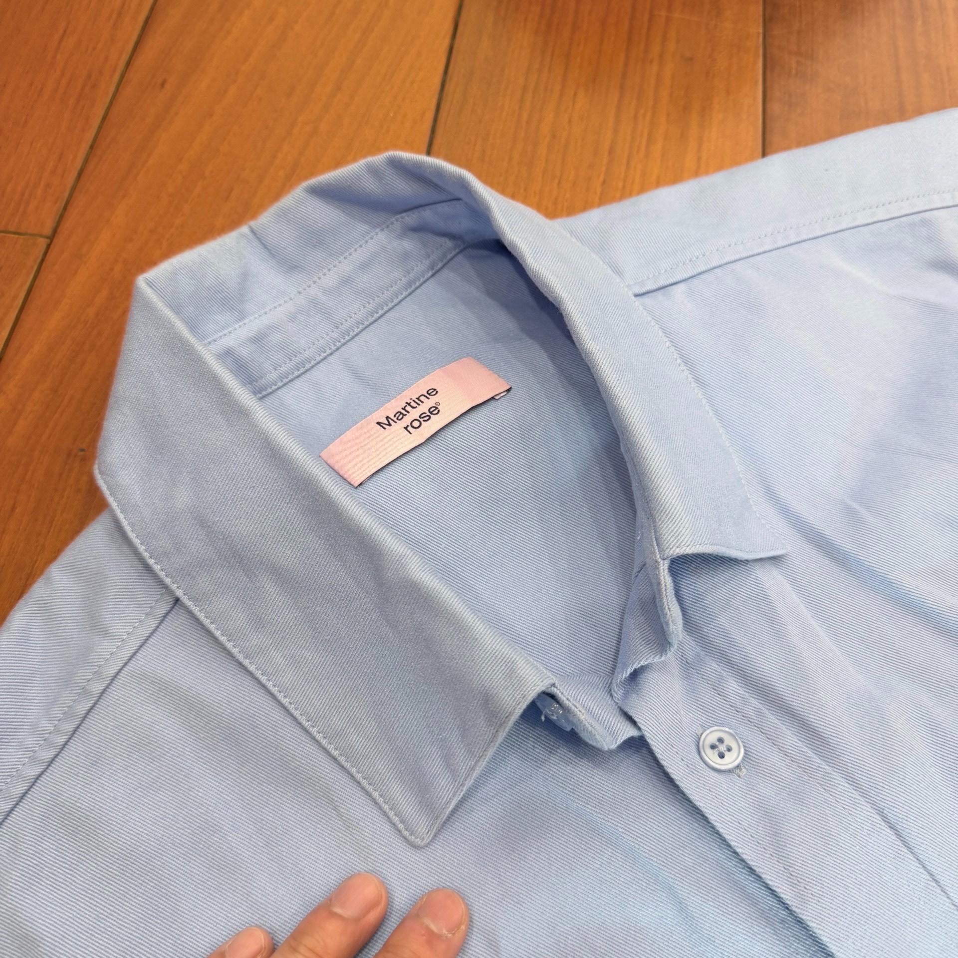 Martine Rose Blue Loose Long Sleeve Shirt Jacket — detail
