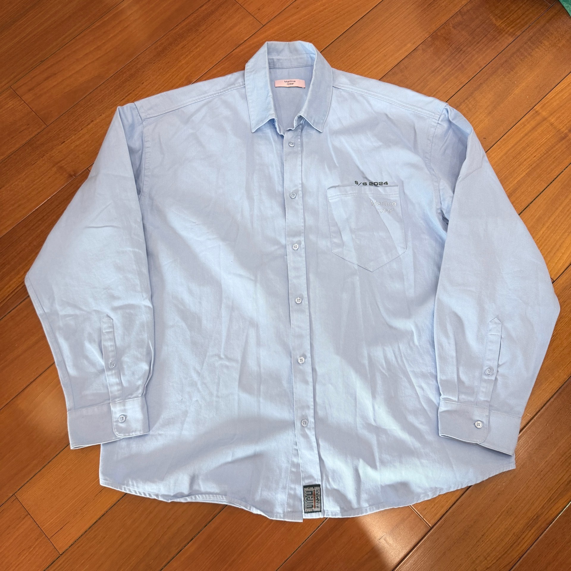Martine Rose Blue Loose Long Sleeve Shirt Jacket — front