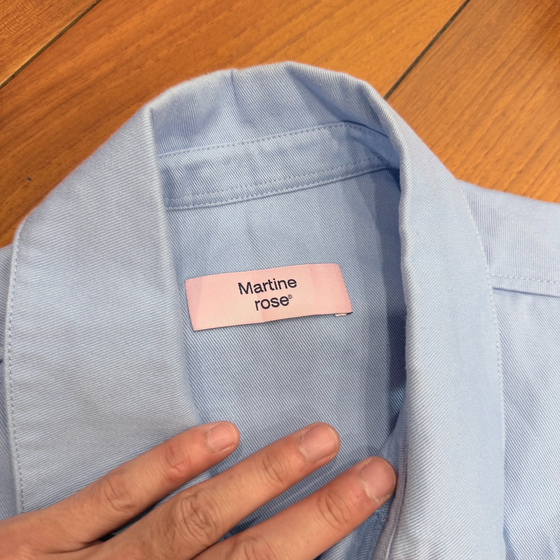 Martine Rose Blue Loose Long Sleeve Shirt Jacket — back
