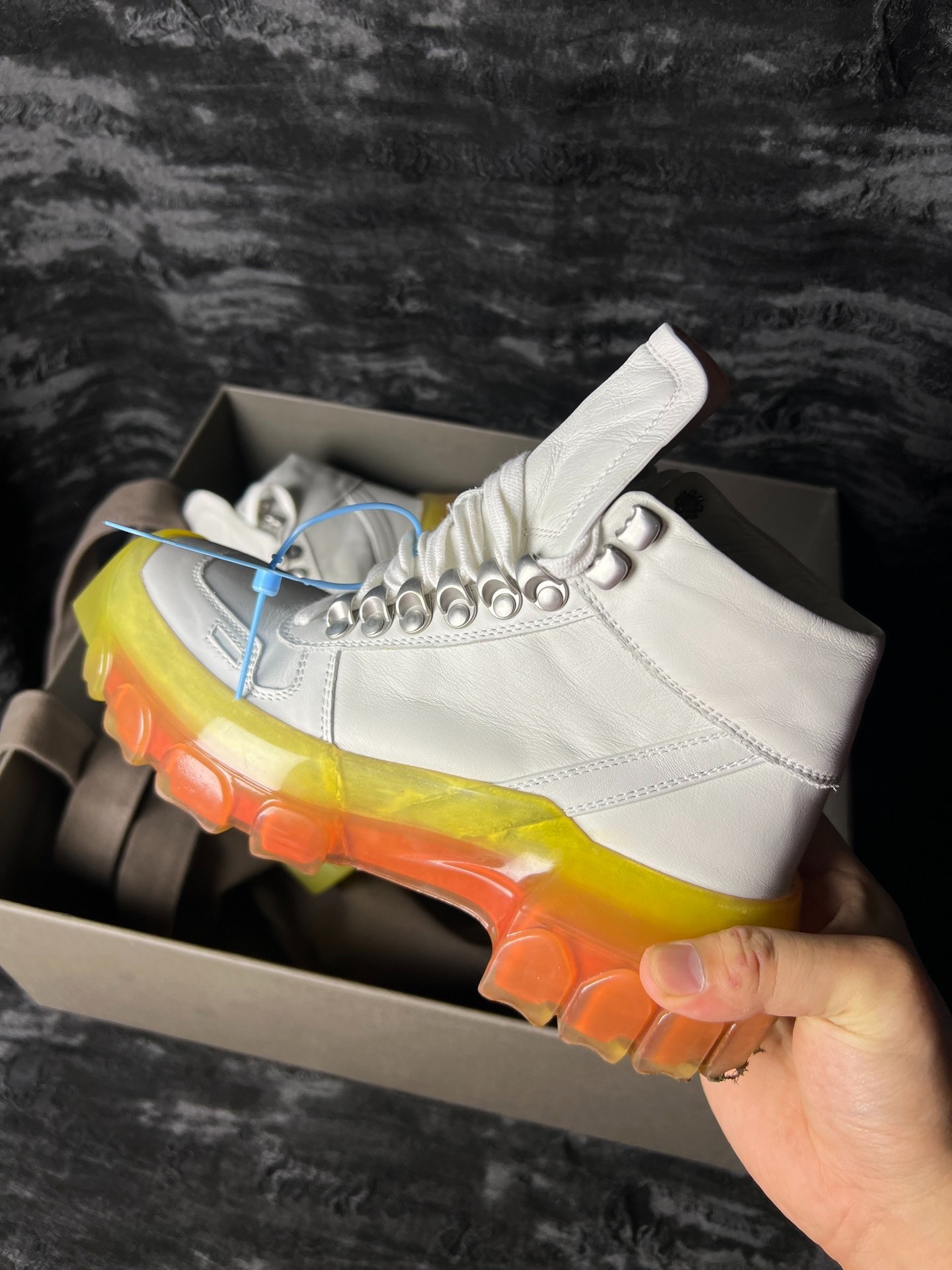 Rick Owens 20SS Gradient Sole Short Boots — front