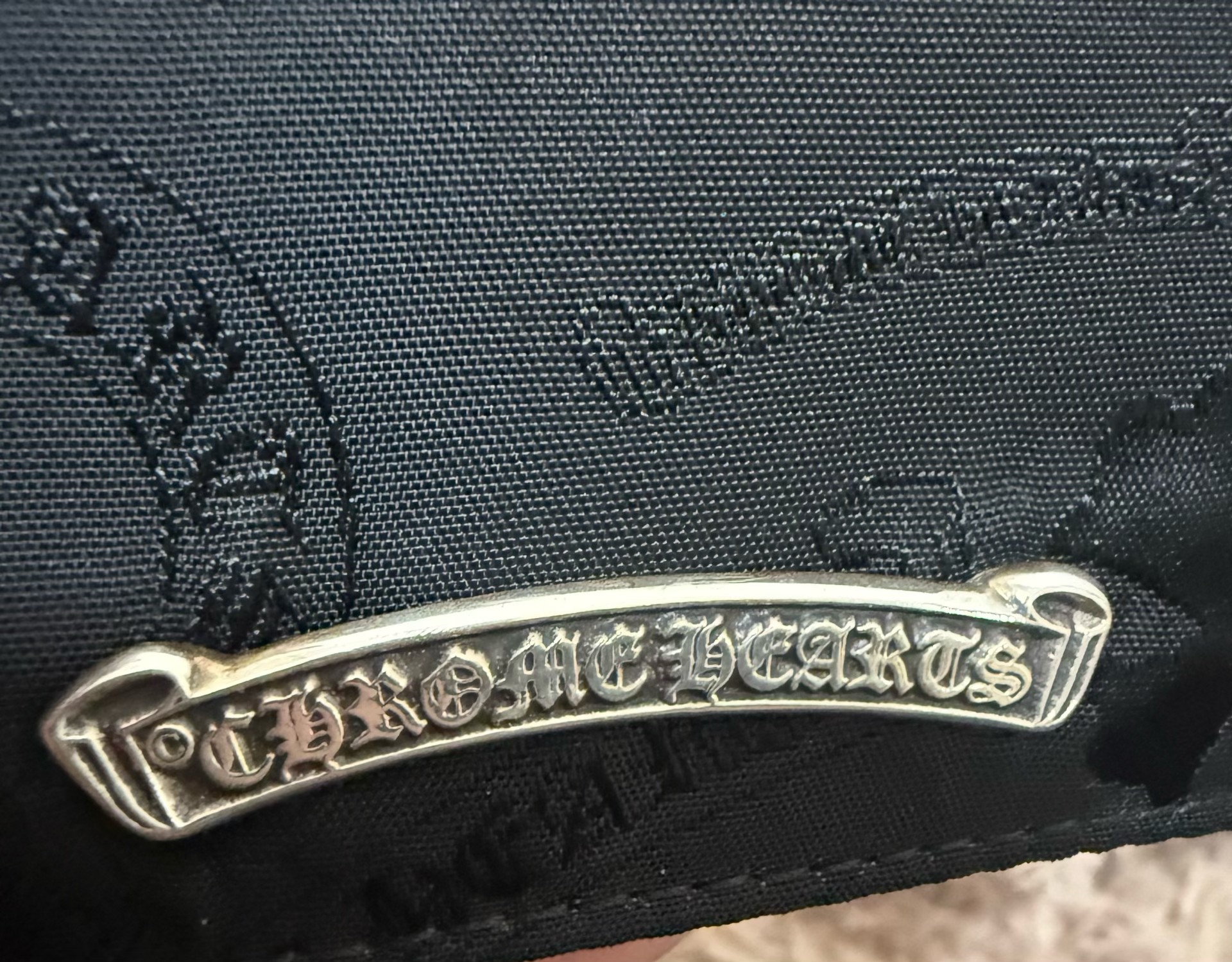 Chrome Hearts Nylon Silver Scroll Card Holder — detail