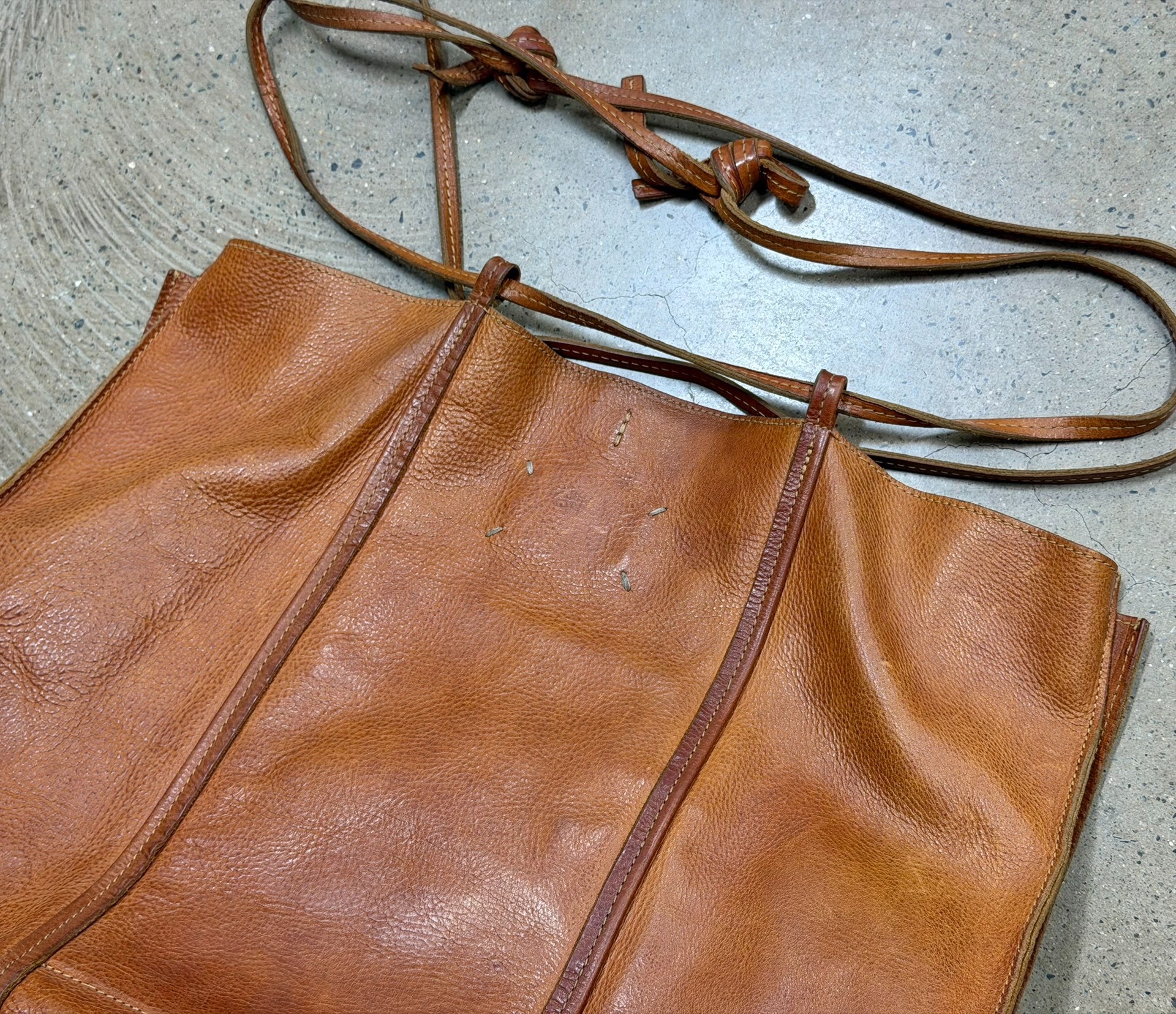 Maison Margiela Brown Leather Tote Bag — back