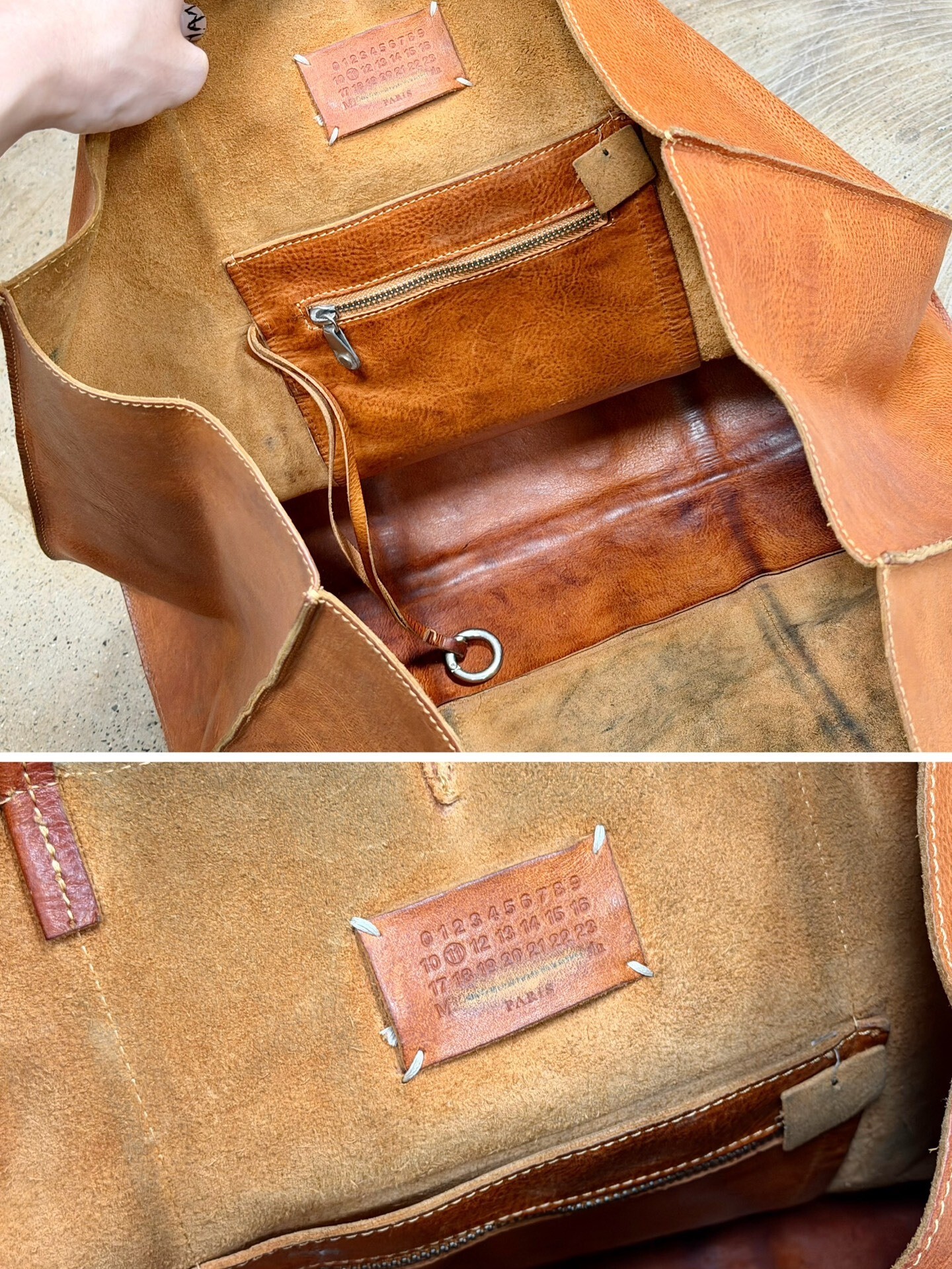 Maison Margiela Brown Leather Tote Bag — label