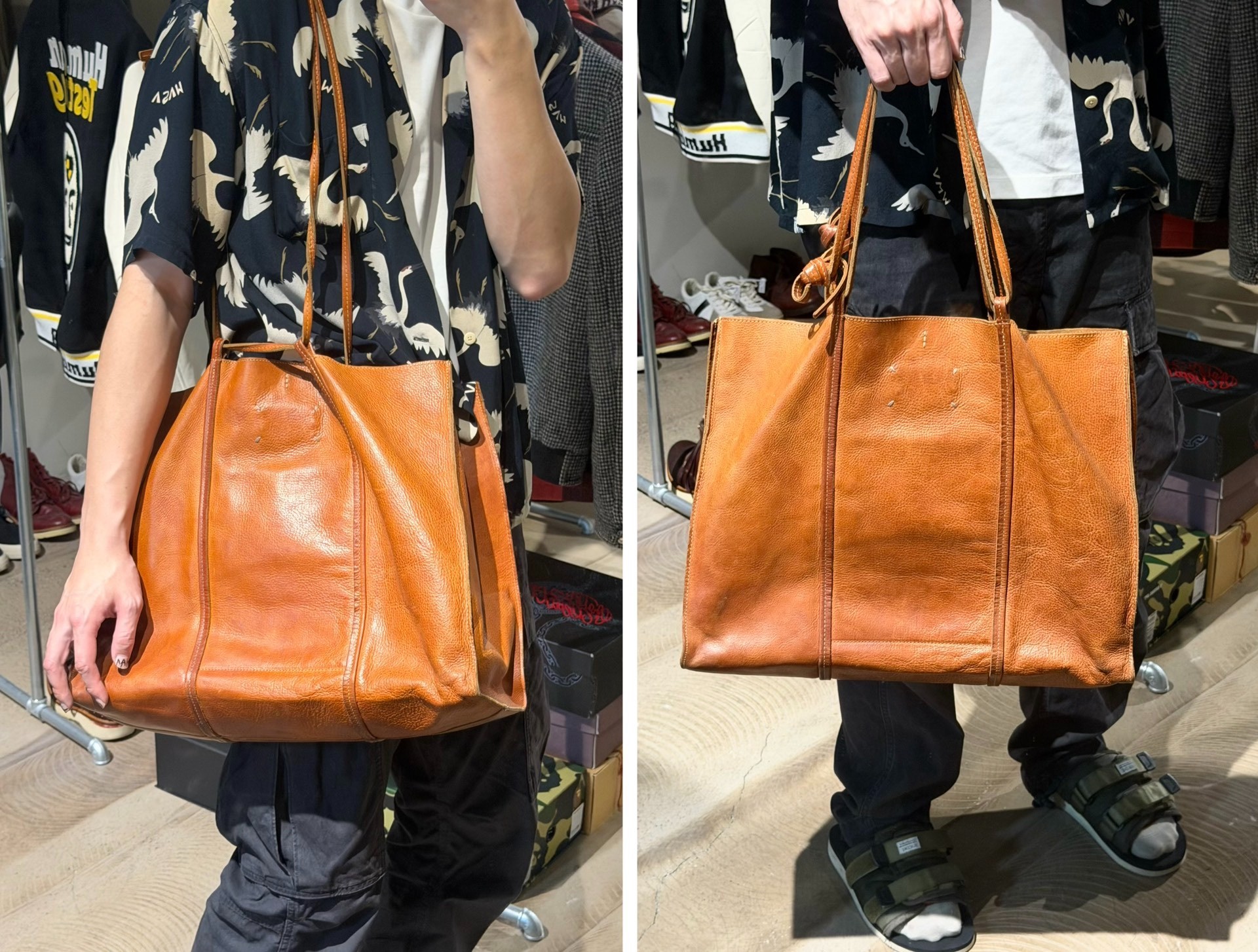 Maison Margiela Brown Leather Tote Bag — front